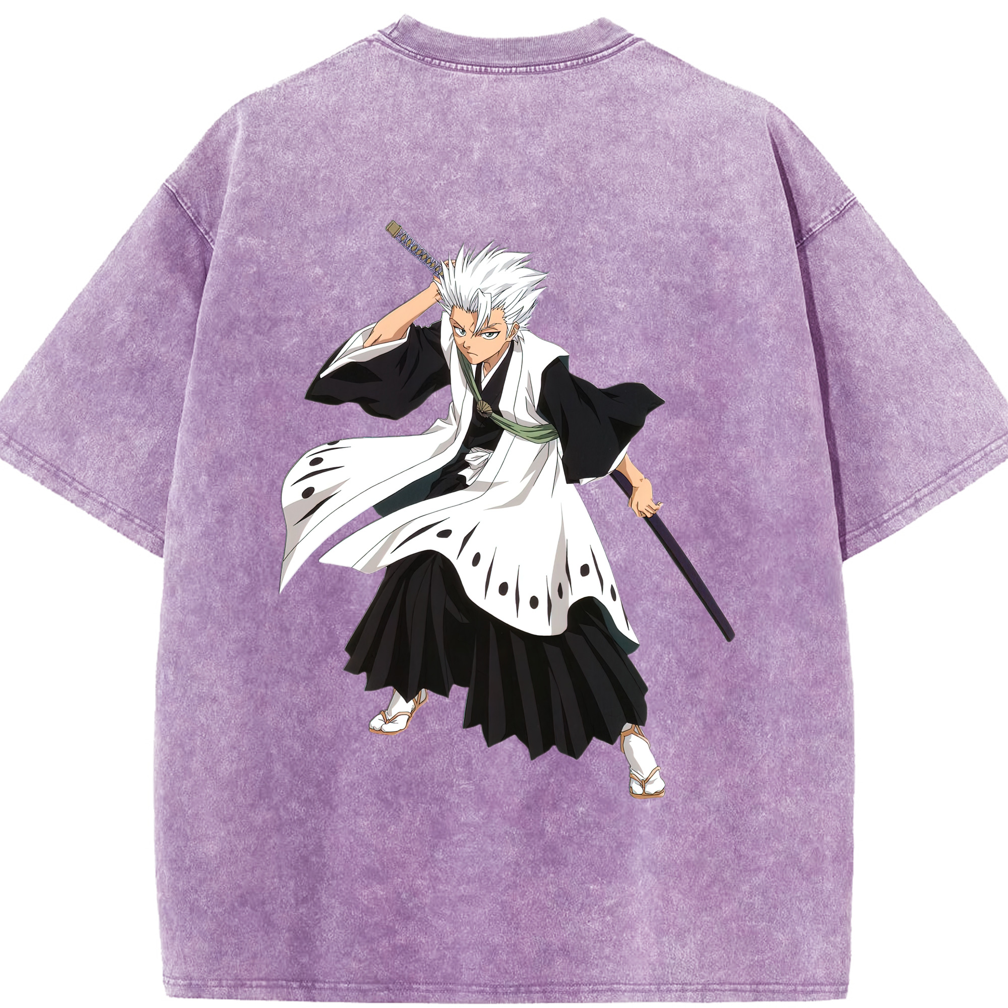 （画像用） ブリーチ 日番谷冬獅郎（ひつがや とうしろう） BLEACH Hitsugaya Toushirou 綿100% ヴィンテージ風 半袖Tシャツ（背面プリント）