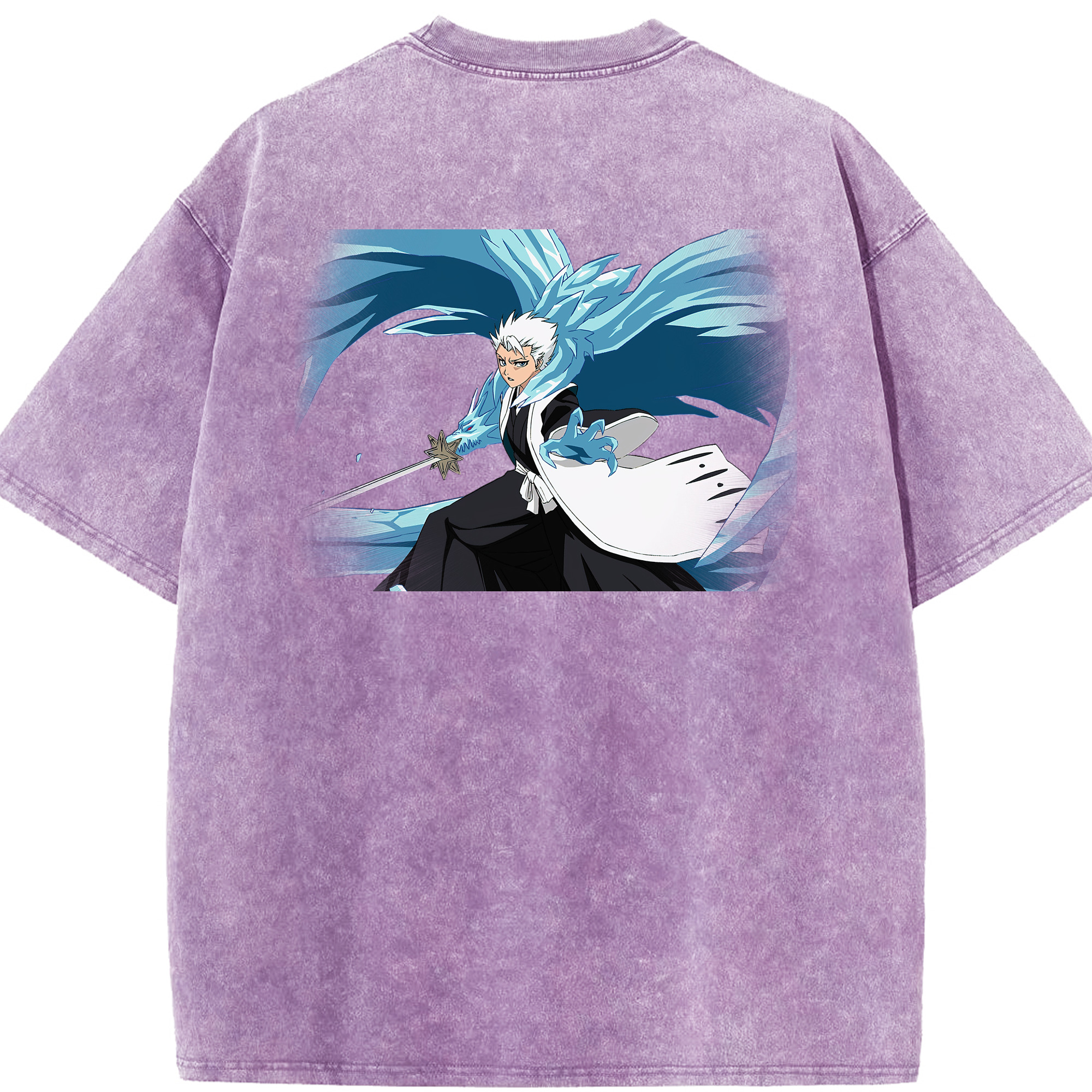（画像用） ブリーチ 日番谷冬獅郎（ひつがや とうしろう） BLEACH Hitsugaya Toushirou 綿100% ヴィンテージ風 半袖Tシャツ（背面プリント）
