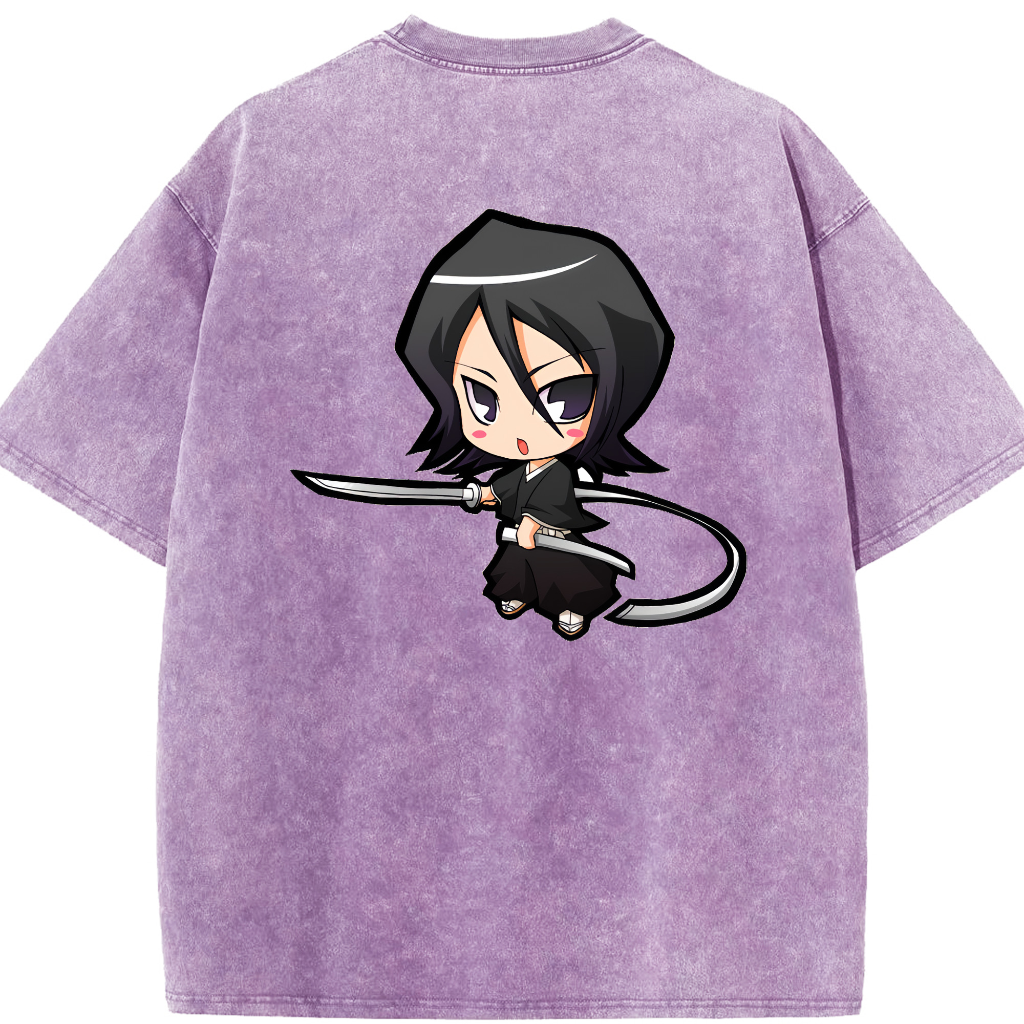 （画像用） ブリーチ 朽木ルキア BLEACH Kuchiki Rukia 綿100% ヴィンテージ風 半袖Tシャツ（背面プリント）