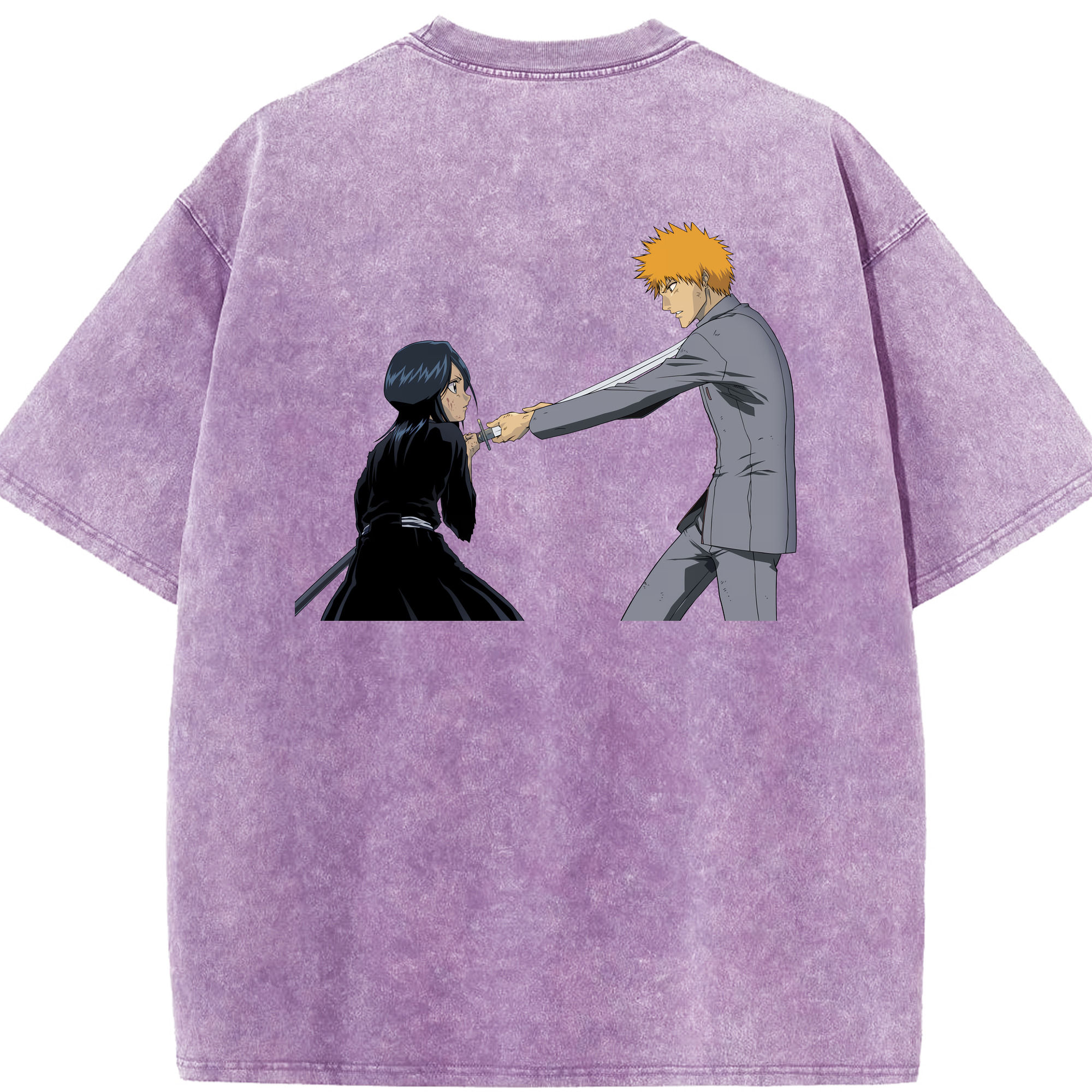 （画像用） ブリーチ 朽木ルキア BLEACH Kuchiki Rukia 綿100% ヴィンテージ風 半袖Tシャツ（背面プリント）