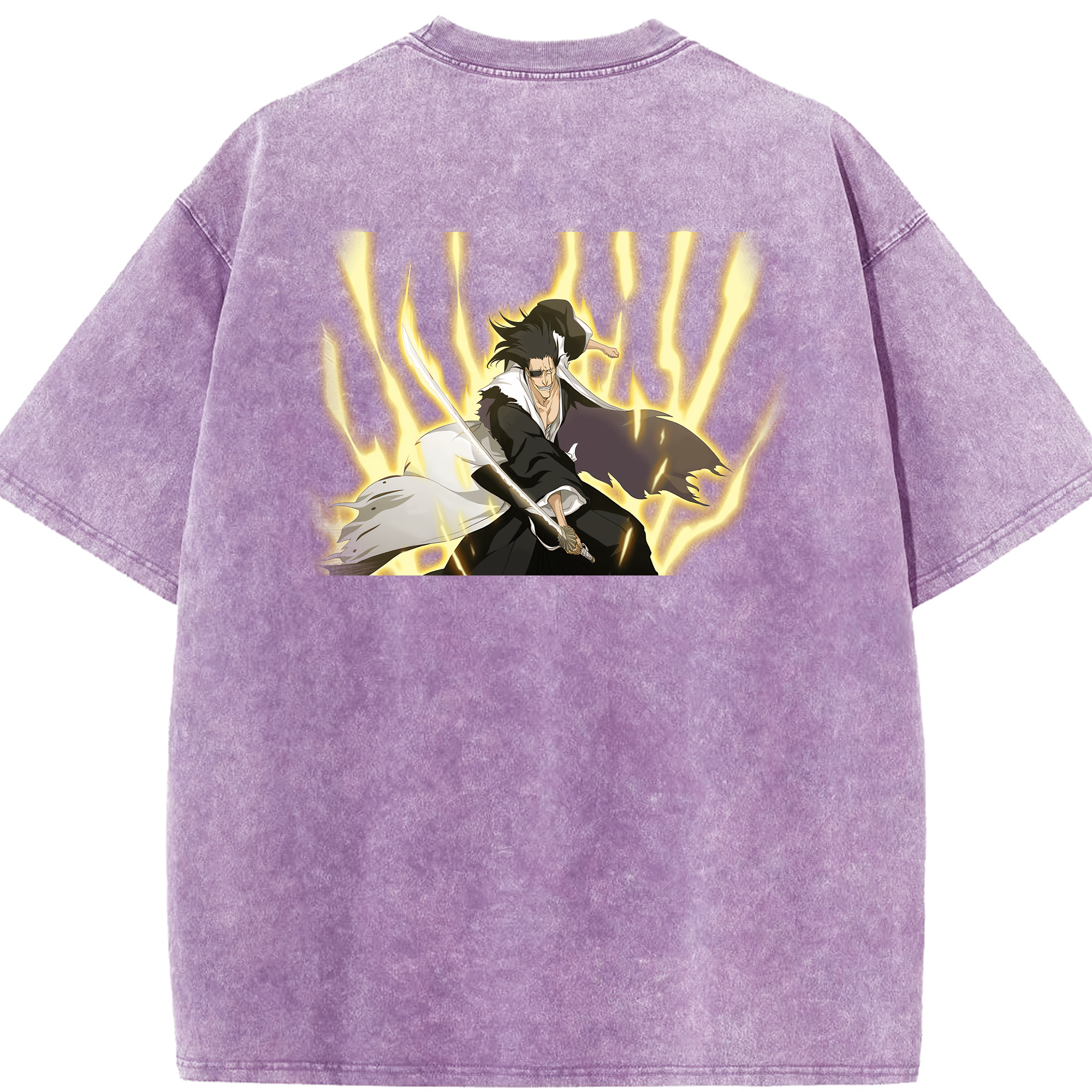 （画像用） ブリーチ ざらき けんぱち BLEACH Zaraki Kenpachi 綿100% ヴィンテージ風 半袖Tシャツ（背面プリント）