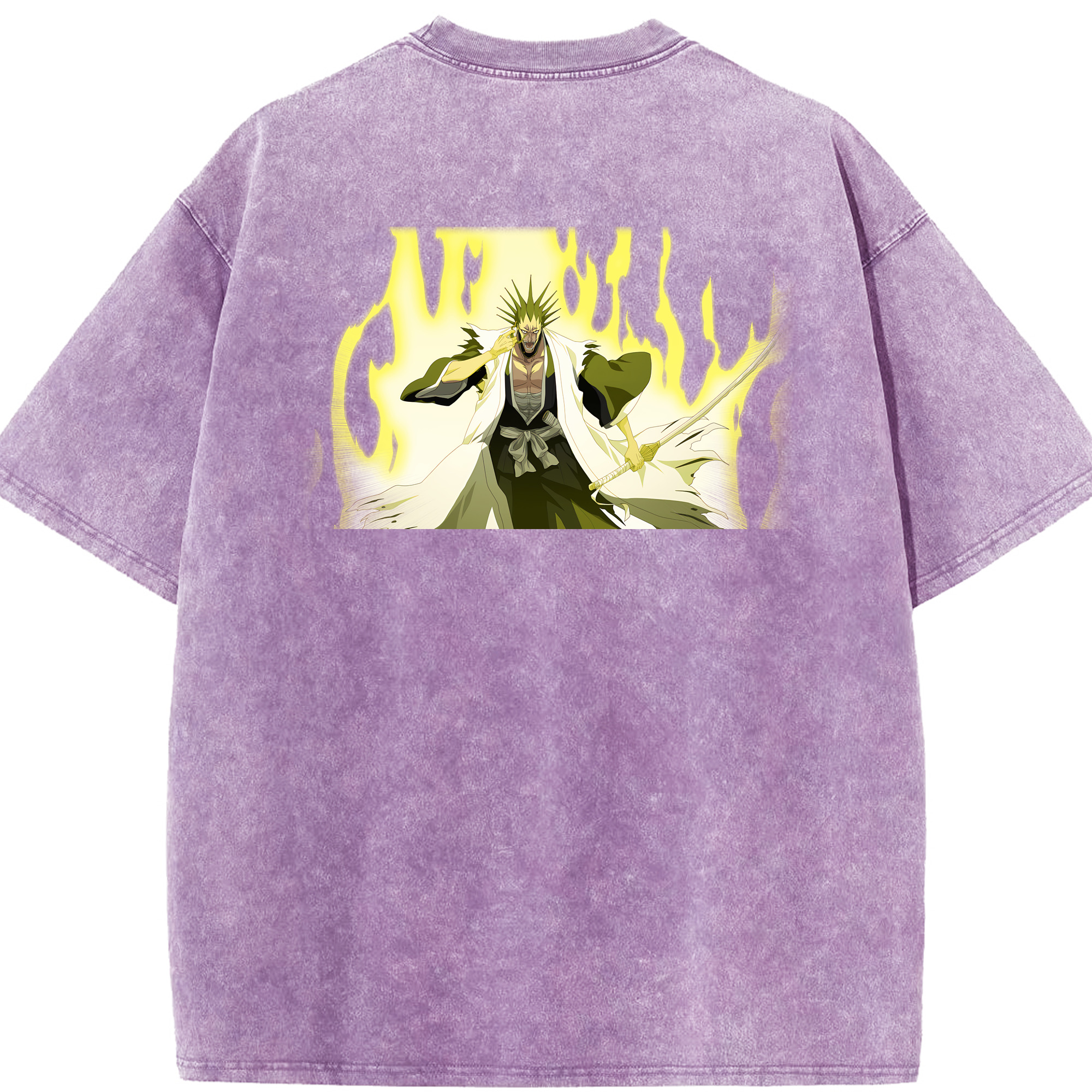 （画像用） ブリーチ ざらき けんぱち BLEACH Zaraki Kenpachi 綿100% ヴィンテージ風 半袖Tシャツ（背面プリント）