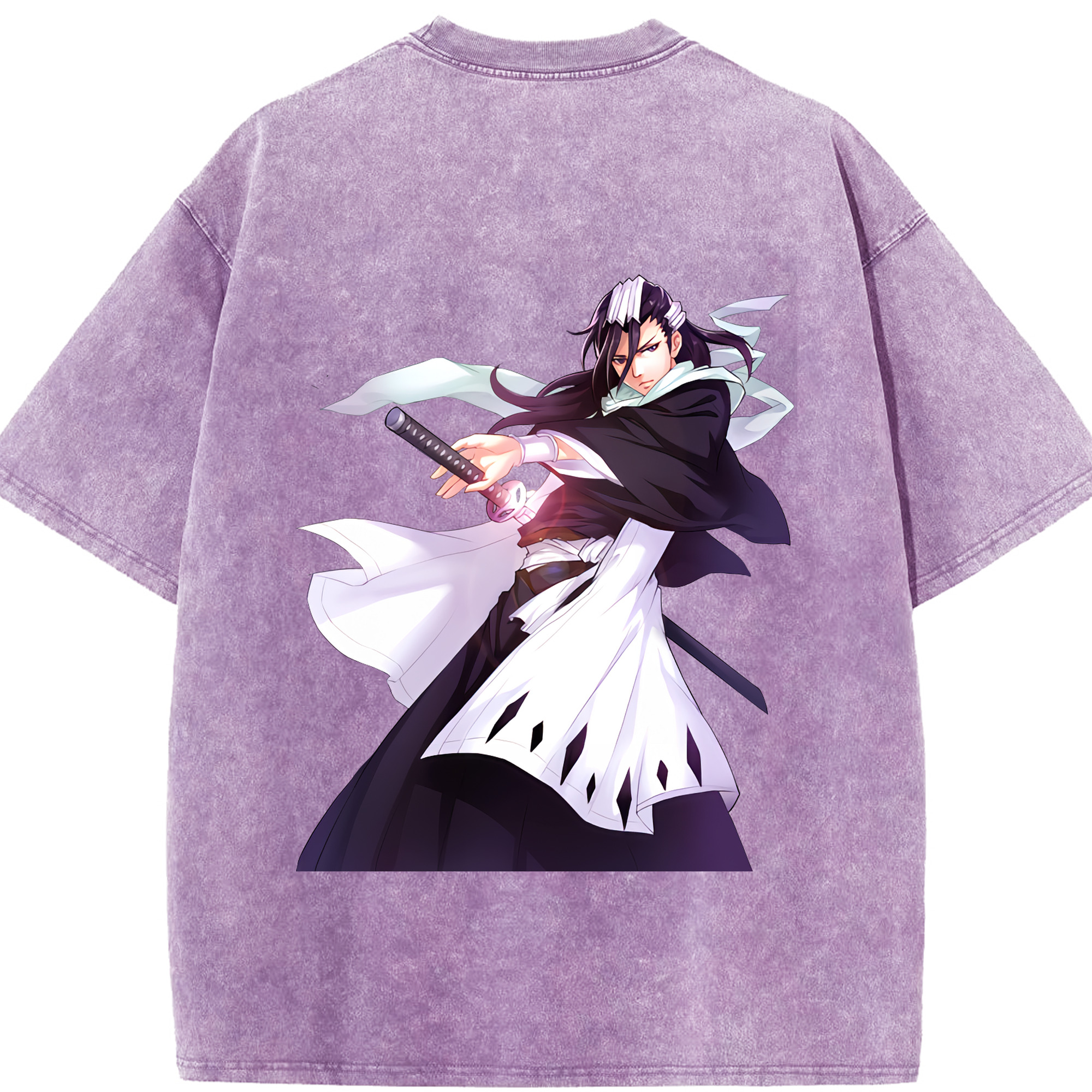 （画像用） ブリーチ くちき びゃくや BLEACH Kuchiki Byakuya 綿100% ヴィンテージ風 半袖Tシャツ（背面プリント）