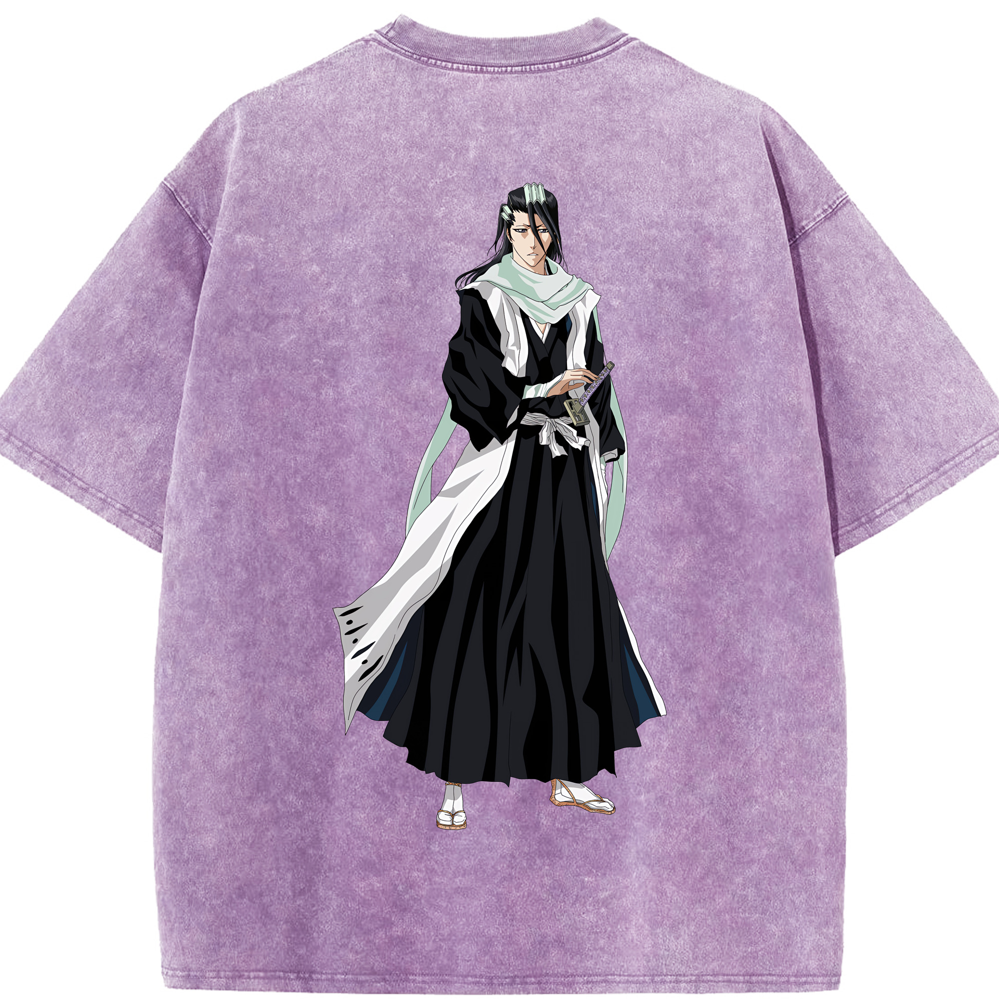 （画像用） ブリーチ くちき びゃくや BLEACH Kuchiki Byakuya 綿100% ヴィンテージ風 半袖Tシャツ（背面プリント）