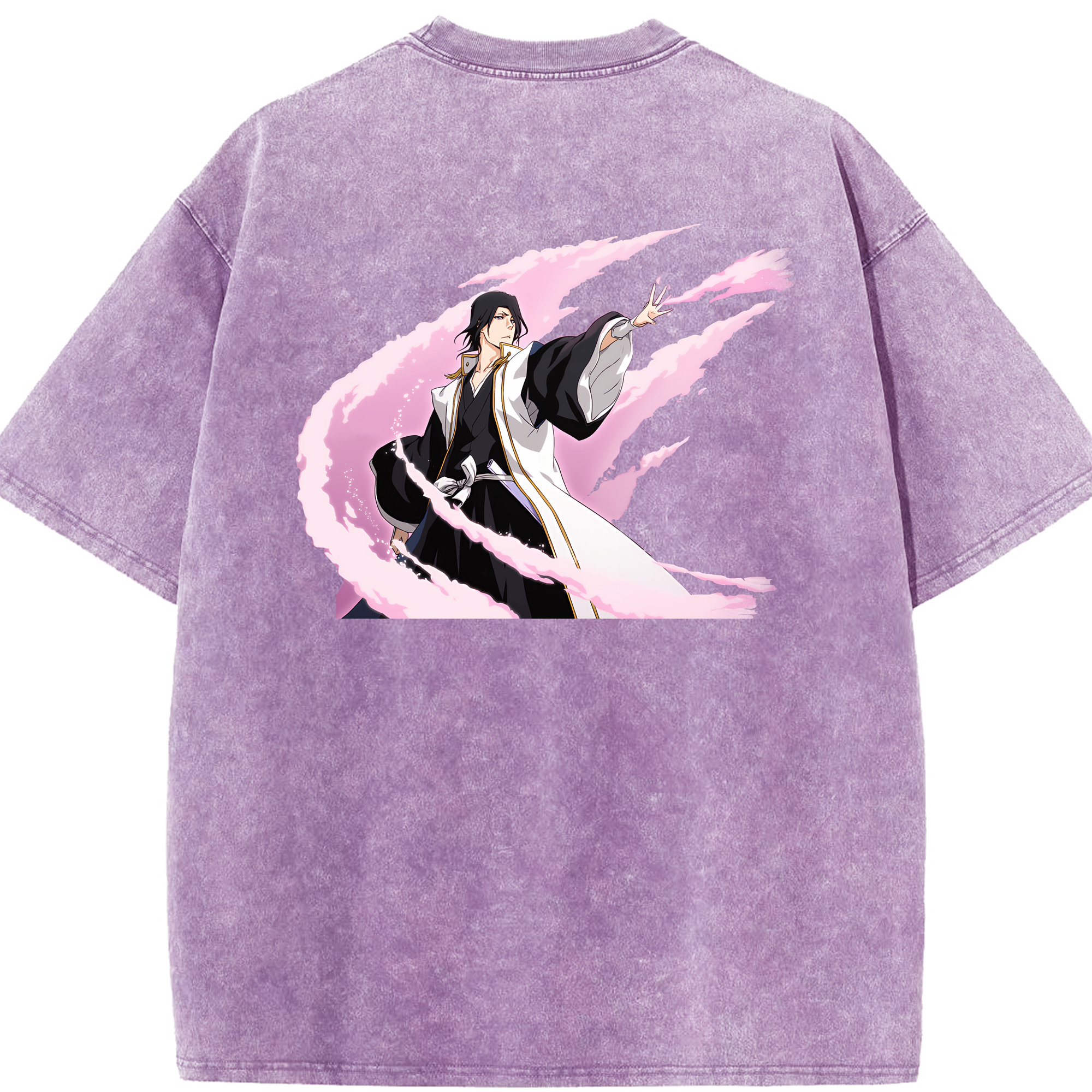 （画像用） ブリーチ くちき びゃくや BLEACH Kuchiki Byakuya 綿100% ヴィンテージ風 半袖Tシャツ（背面プリント）