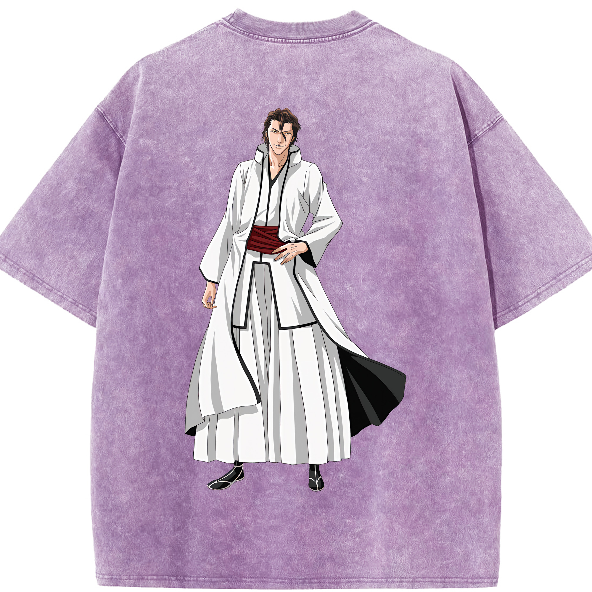 （画像用） ブリーチ 藍染 惣右介（あいぜん そうすけ） BLEACH Aizen Sousuke 綿100% ヴィンテージ風 半袖Tシャツ（背面プリント）