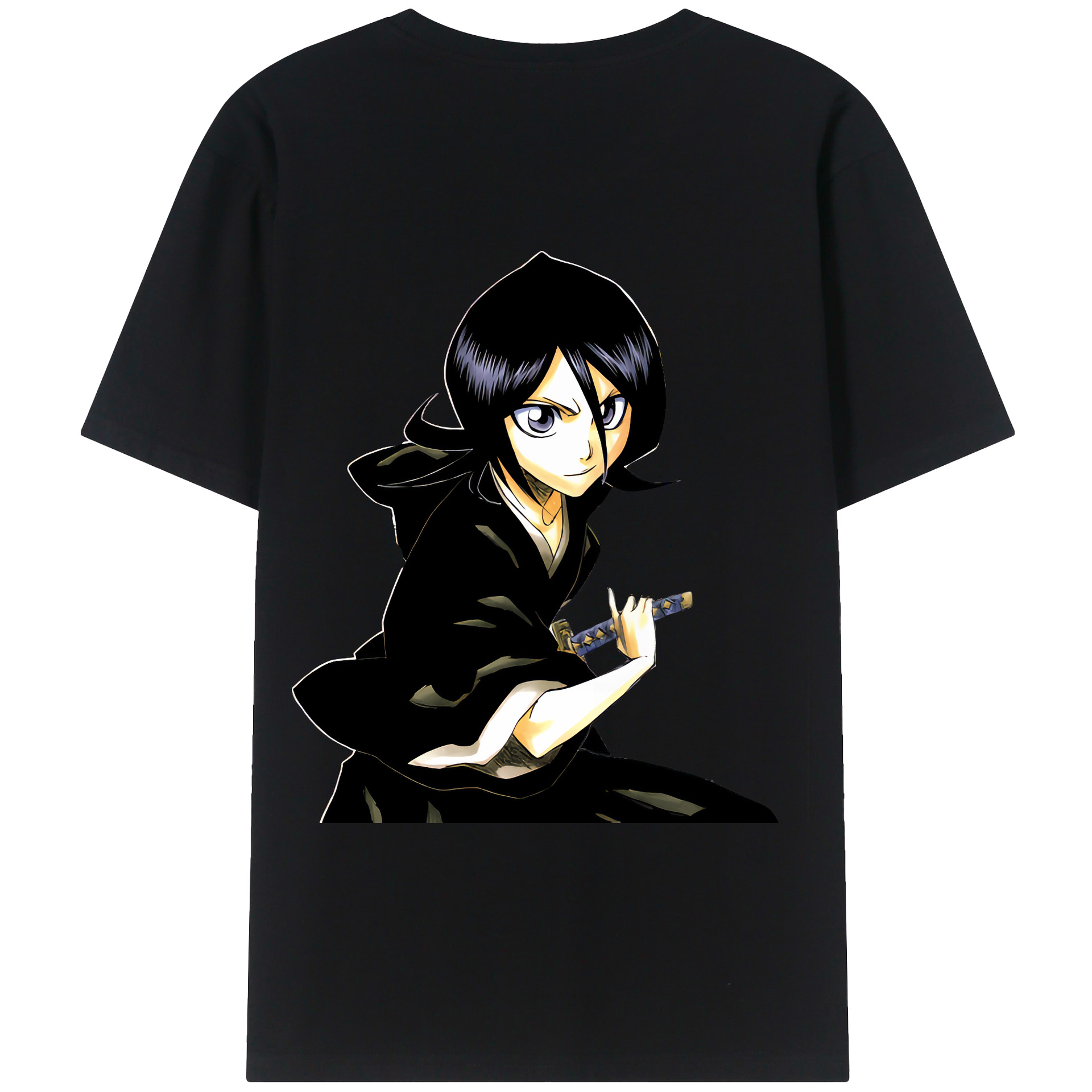 （画像用） ブリーチ 朽木ルキア BLEACH Kuchiki Rukia 綿100％ メンズ半袖Tシャツ（バックプリント） 通気性