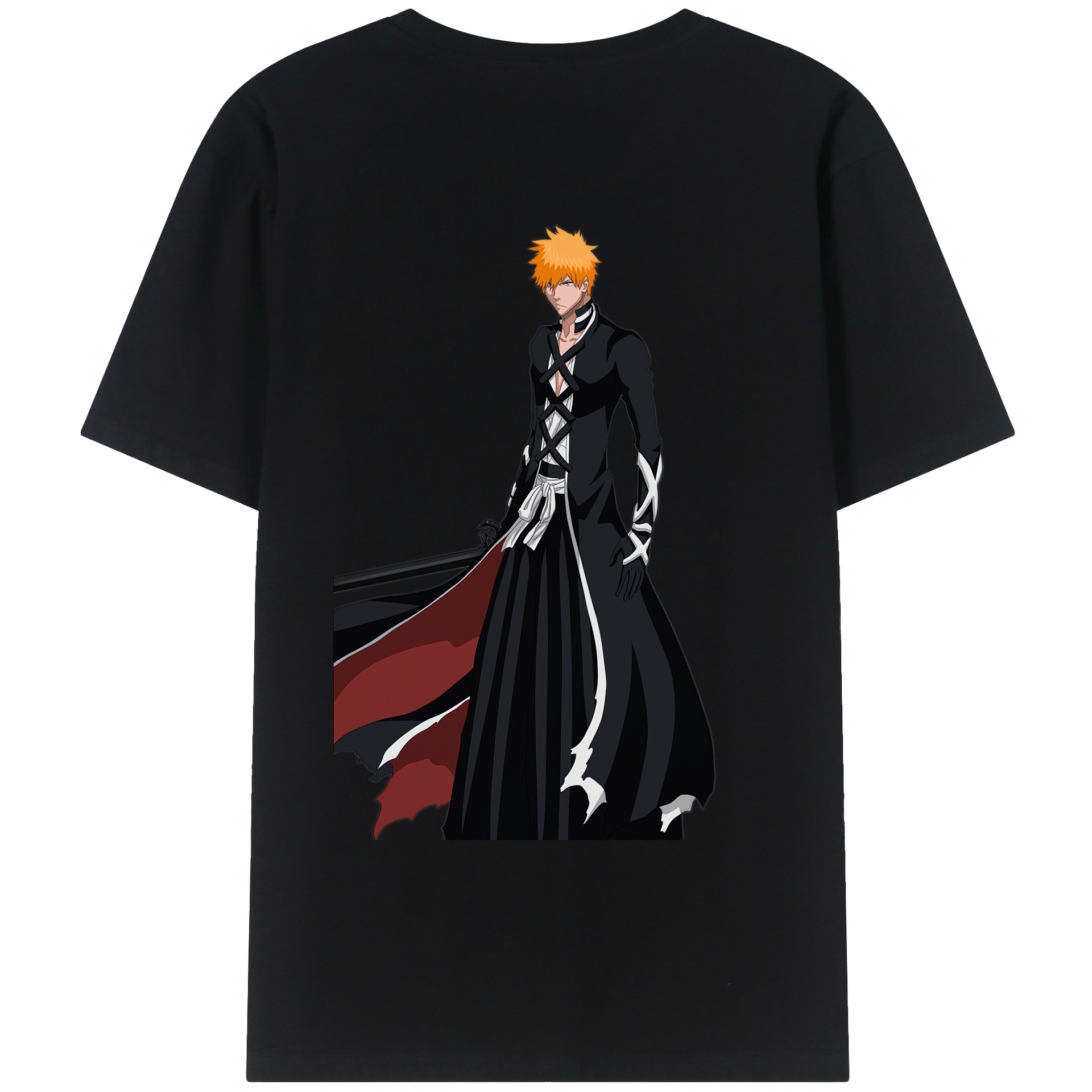 （画像用） ブリーチ 黒崎一護（くろさき いちご）BLEACH Kurosaki Ichigo 綿100％ メンズ半袖Tシャツ（バックプリント） 通気性