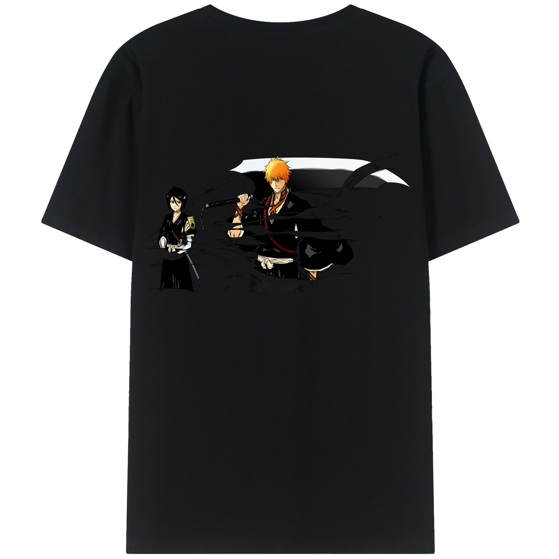 （画像用） ブリーチ 黒崎一護（くろさき いちご）BLEACH Kurosaki Ichigo 綿100％ メンズ半袖Tシャツ（バックプリント） 通気性