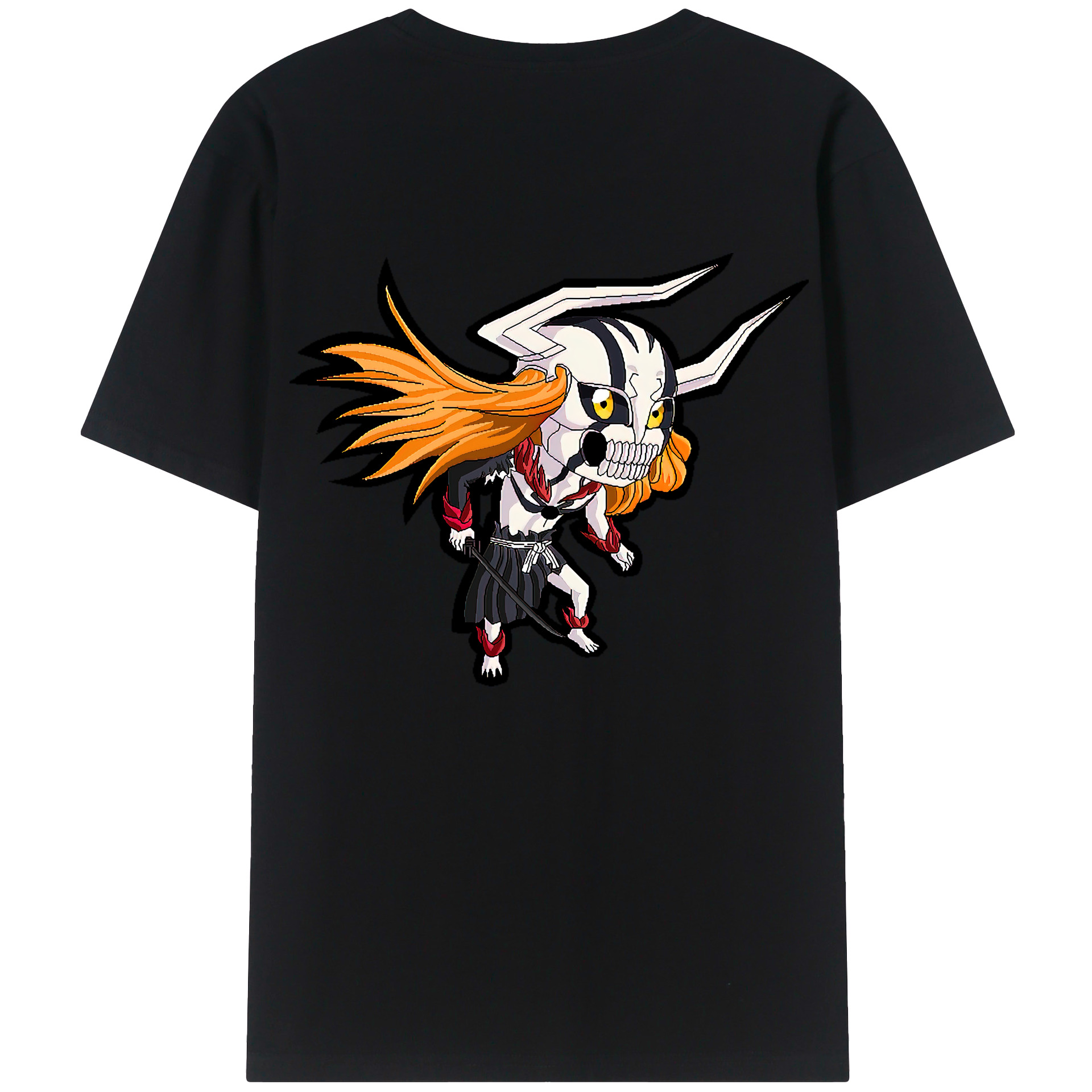 （画像用） ブリーチ 黒崎一護（くろさき いちご）BLEACH Kurosaki Ichigo 綿100％ メンズ半袖Tシャツ（バックプリント） 通気性