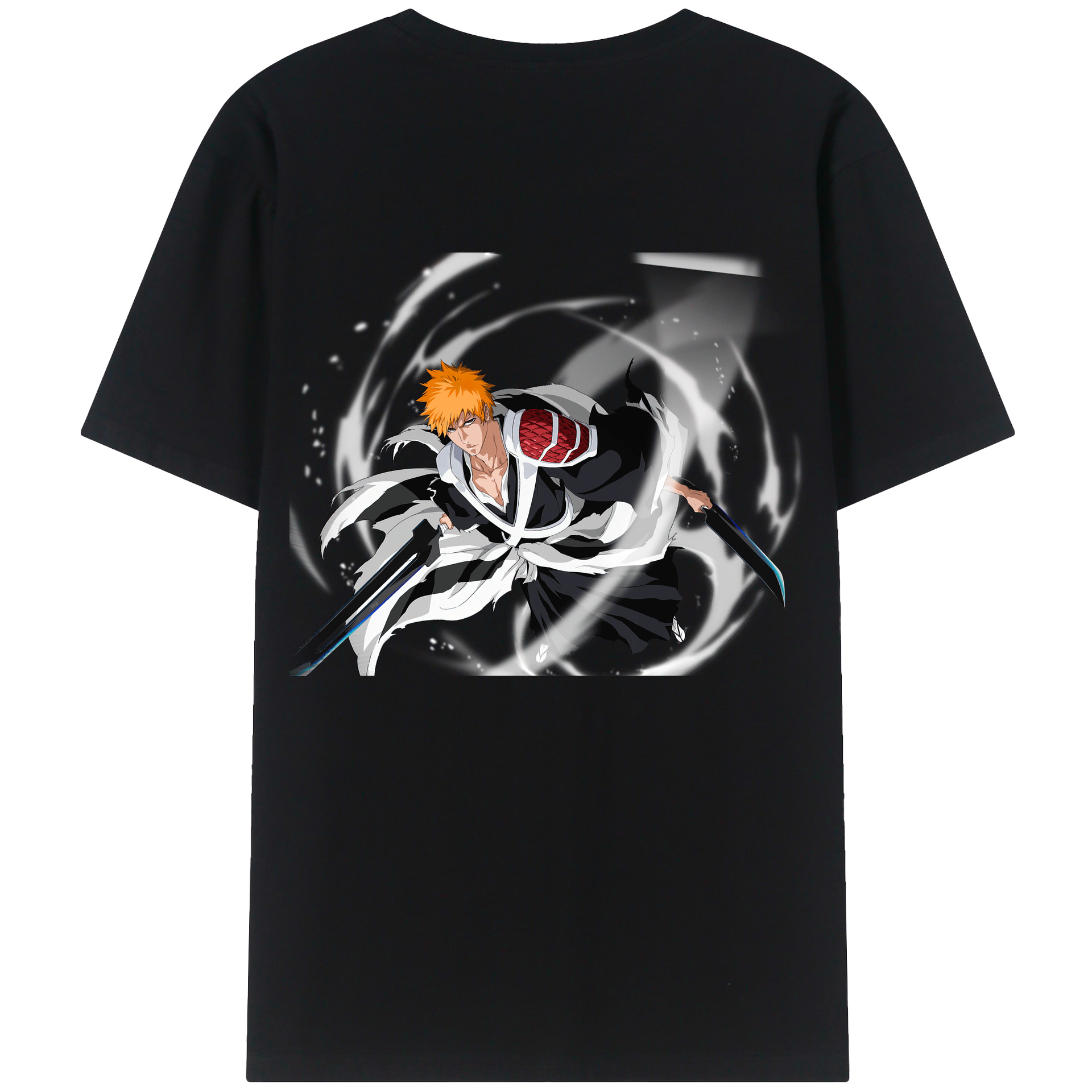 （画像用） ブリーチ 黒崎一護（くろさき いちご）BLEACH Kurosaki Ichigo 綿100％ メンズ半袖Tシャツ（バックプリント） 通気性