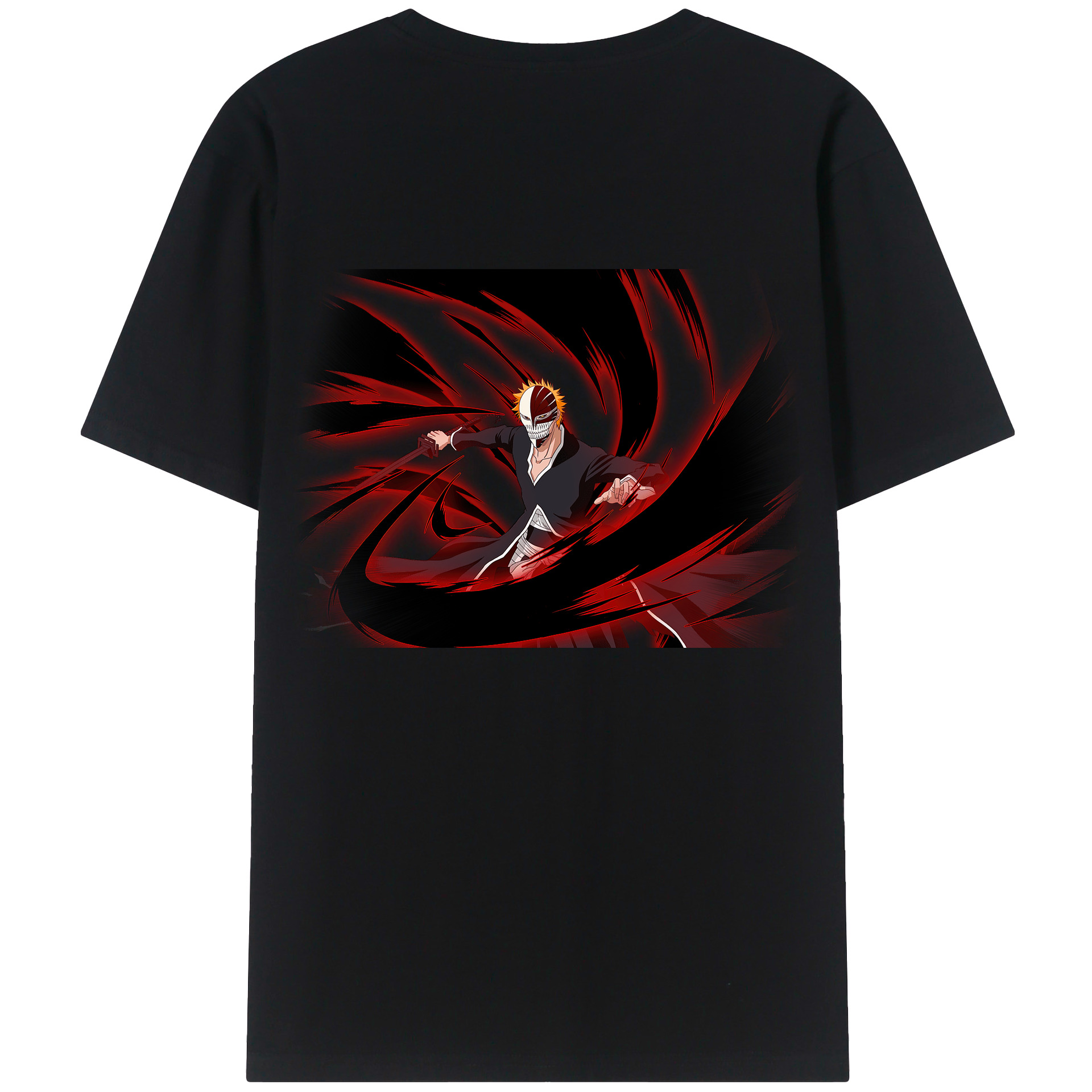 （画像用） ブリーチ 黒崎一護（くろさき いちご）BLEACH Kurosaki Ichigo 綿100％ メンズ半袖Tシャツ（バックプリント） 通気性