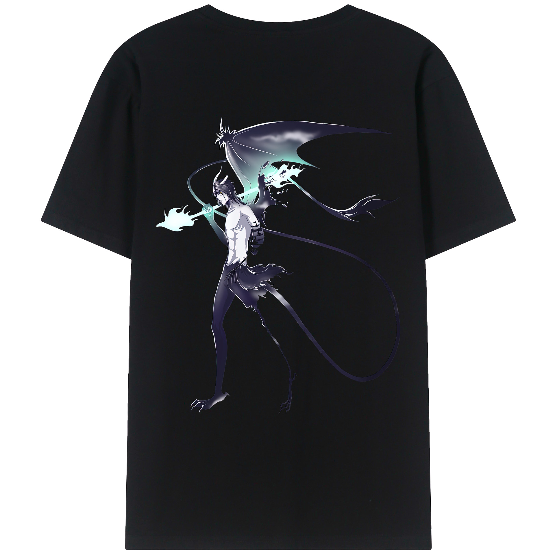 （画像用） ブリーチ ウルキオラ·シファー BLEACH Ulquiorra cifer 綿100％ メンズ半袖Tシャツ（バックプリント） 通気性