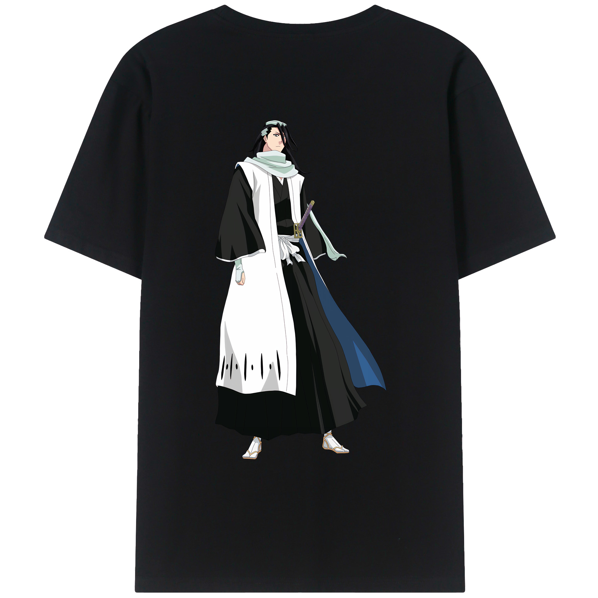 （画像用） ブリーチ くちき びゃくや BLEACH Kuchiki Byakuya 綿100％ メンズ半袖Tシャツ（バックプリント） 通気性