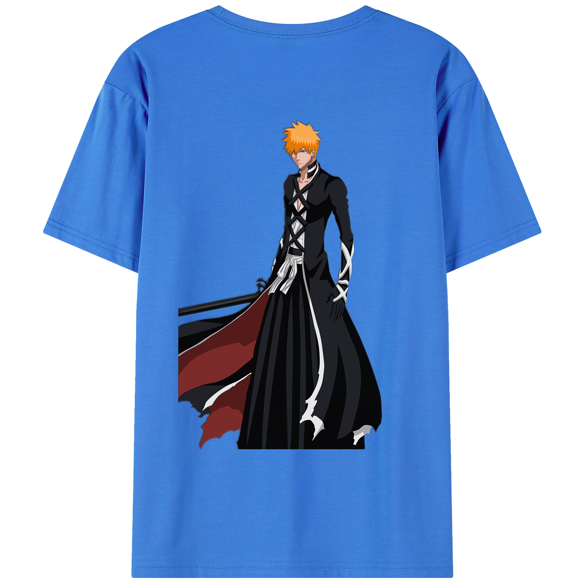 （画像用） ブリーチ 黒崎一護（くろさき いちご）BLEACH Kurosaki Ichigo 綿100％ メンズ半袖Tシャツ（バックプリント） 通気性