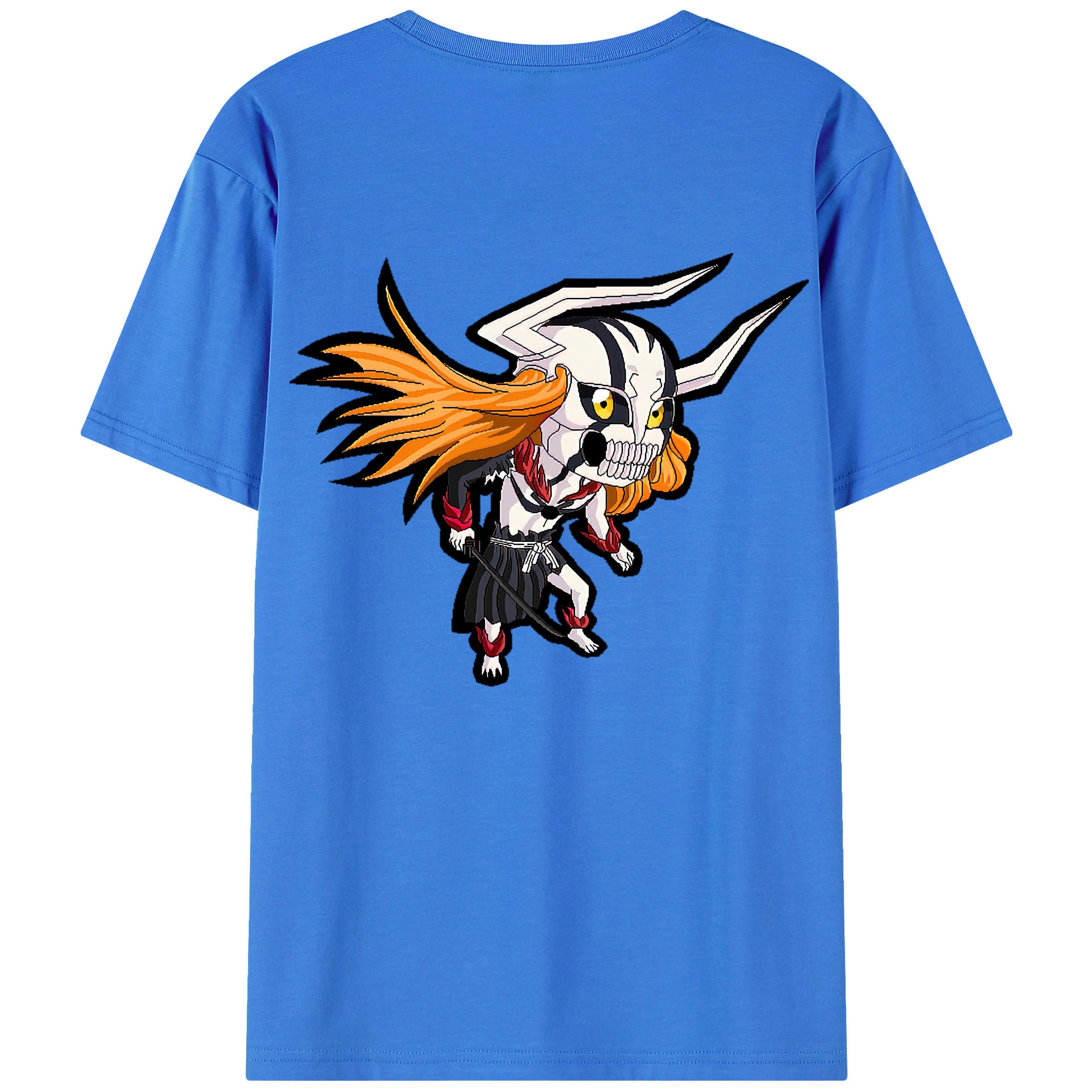 （画像用） ブリーチ 黒崎一護（くろさき いちご）BLEACH Kurosaki Ichigo 綿100％ メンズ半袖Tシャツ（バックプリント） 通気性