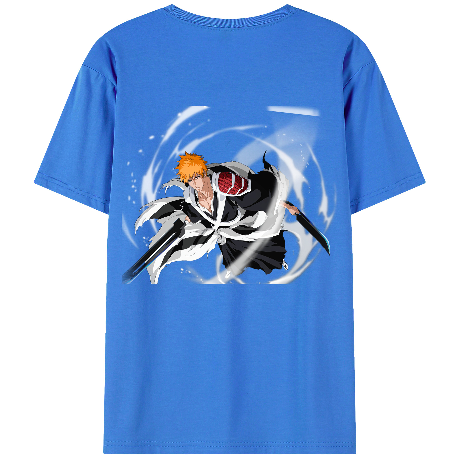 （画像用） ブリーチ 黒崎一護（くろさき いちご）BLEACH Kurosaki Ichigo 綿100％ メンズ半袖Tシャツ（バックプリント） 通気性
