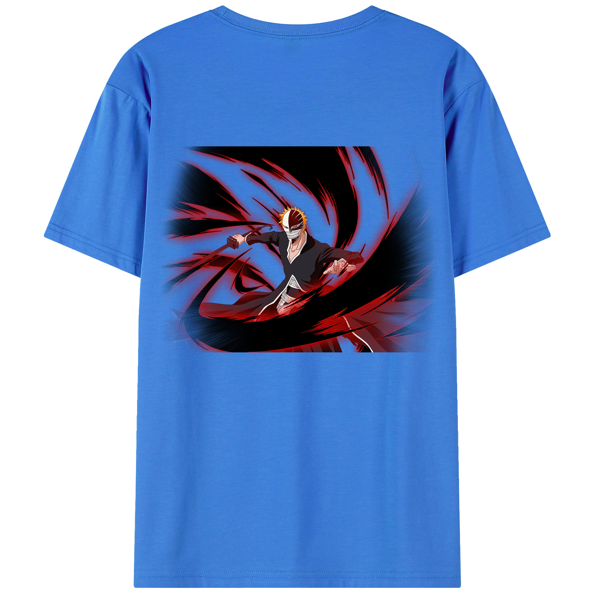 （画像用） ブリーチ 黒崎一護（くろさき いちご）BLEACH Kurosaki Ichigo 綿100％ メンズ半袖Tシャツ（バックプリント） 通気性