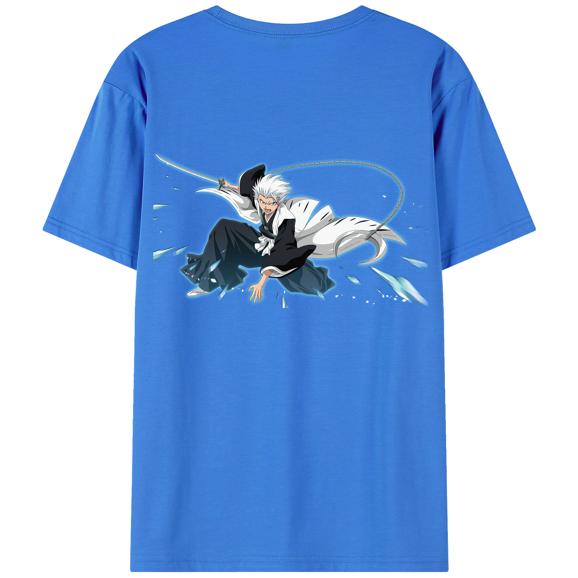 （画像用） ブリーチ 日番谷冬獅郎（ひつがや とうしろう） BLEACH Hitsugaya Toushirou 綿100％ メンズ半袖Tシャツ（バックプリント） 通気性