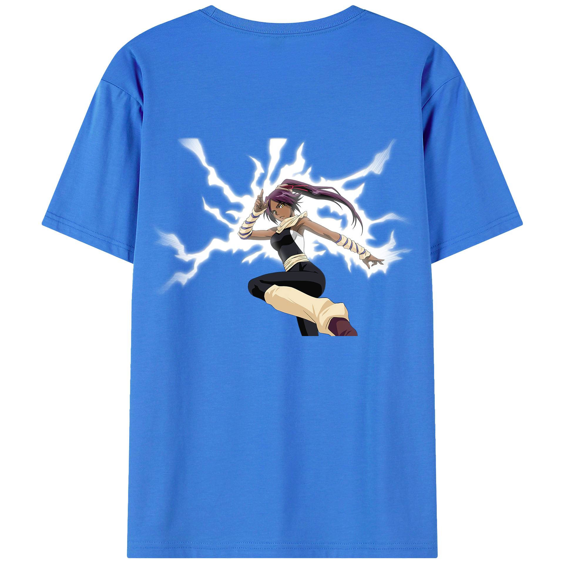 （画像用） ブリーチ 四楓院 夜一（しほういん よるいち） BLEACH Shihouin Yoruichi 綿100％ メンズ半袖Tシャツ（バックプリント） 通気性