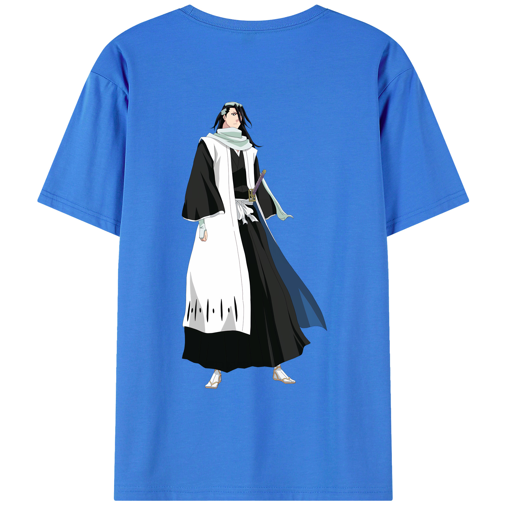 （画像用） ブリーチ くちき びゃくや BLEACH Kuchiki Byakuya 綿100％ メンズ半袖Tシャツ（バックプリント） 通気性