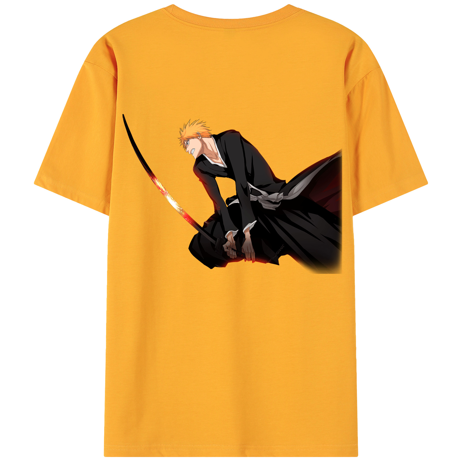 （画像用） ブリーチ 黒崎一護（くろさき いちご）BLEACH Kurosaki Ichigo 綿100％ メンズ半袖Tシャツ（バックプリント） 通気性