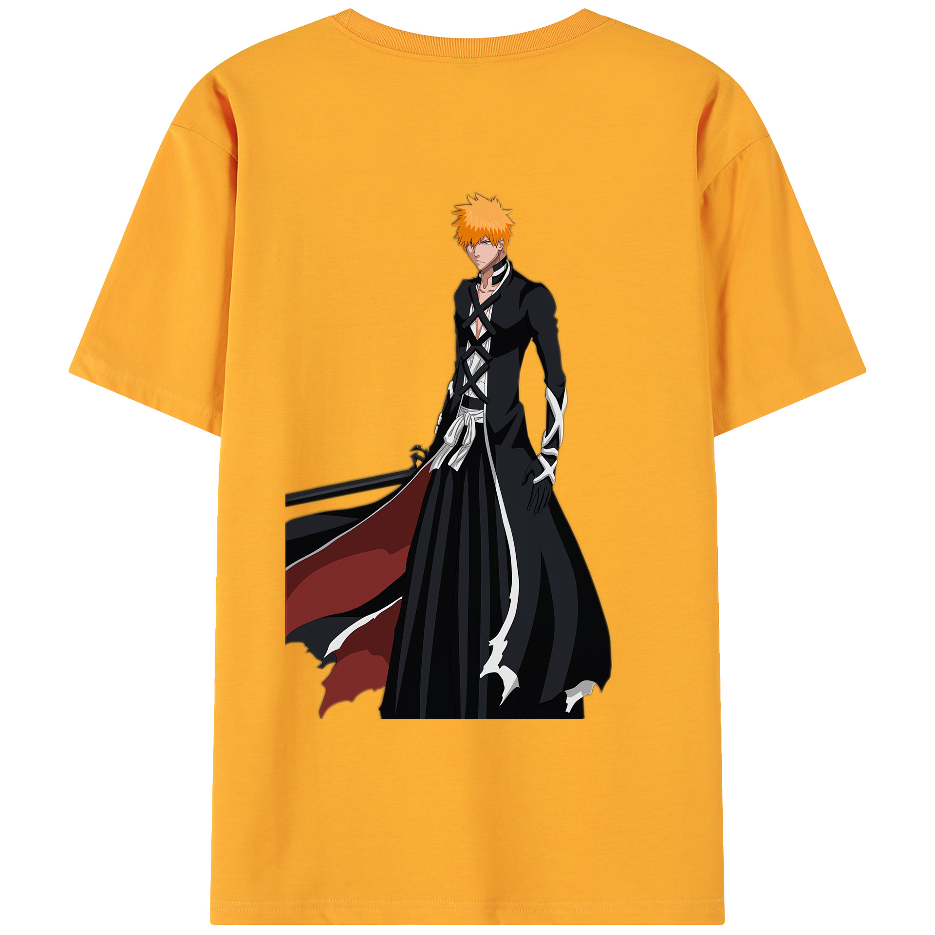 （画像用） ブリーチ 黒崎一護（くろさき いちご）BLEACH Kurosaki Ichigo 綿100％ メンズ半袖Tシャツ（バックプリント） 通気性