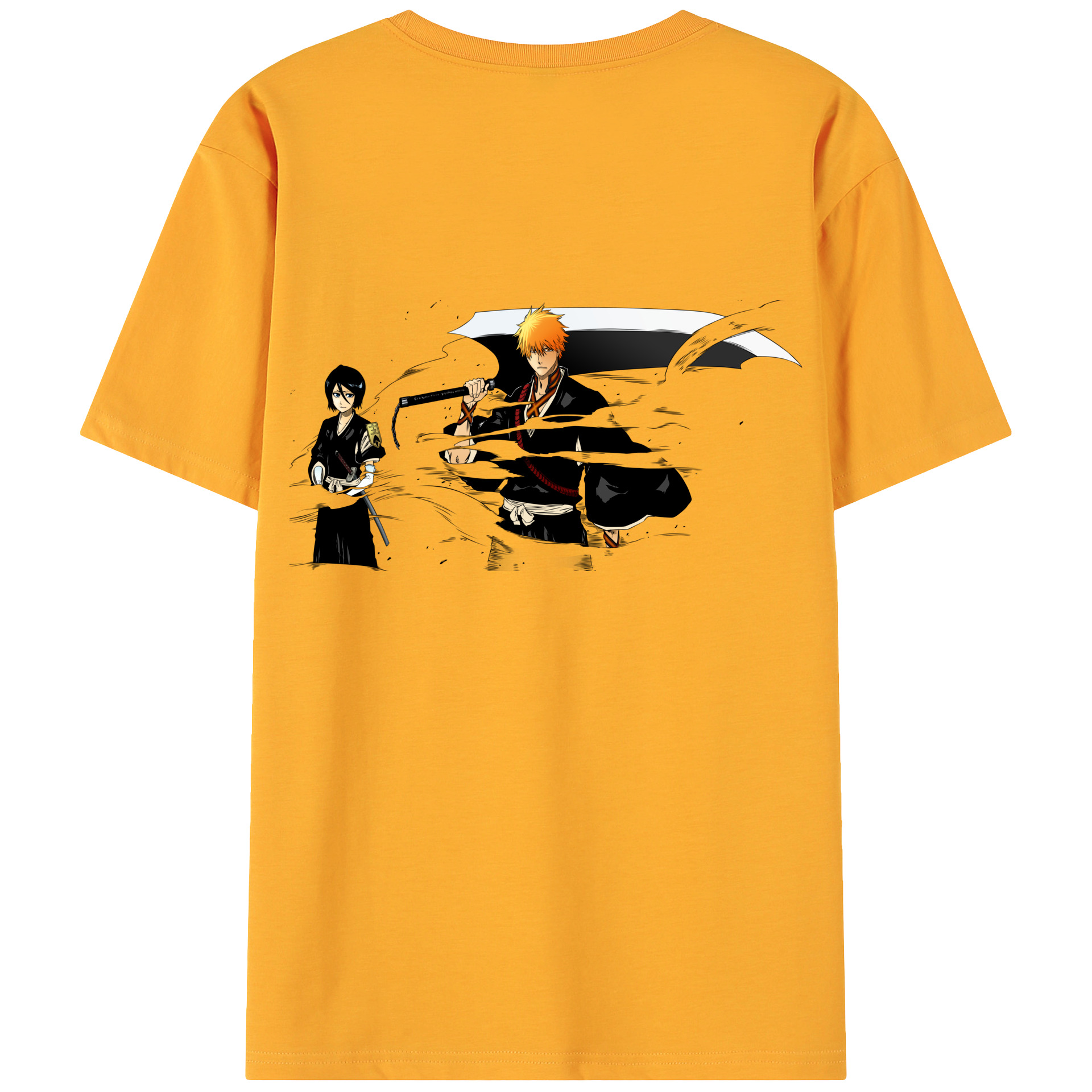 （画像用） ブリーチ 黒崎一護（くろさき いちご）BLEACH Kurosaki Ichigo 綿100％ メンズ半袖Tシャツ（バックプリント） 通気性