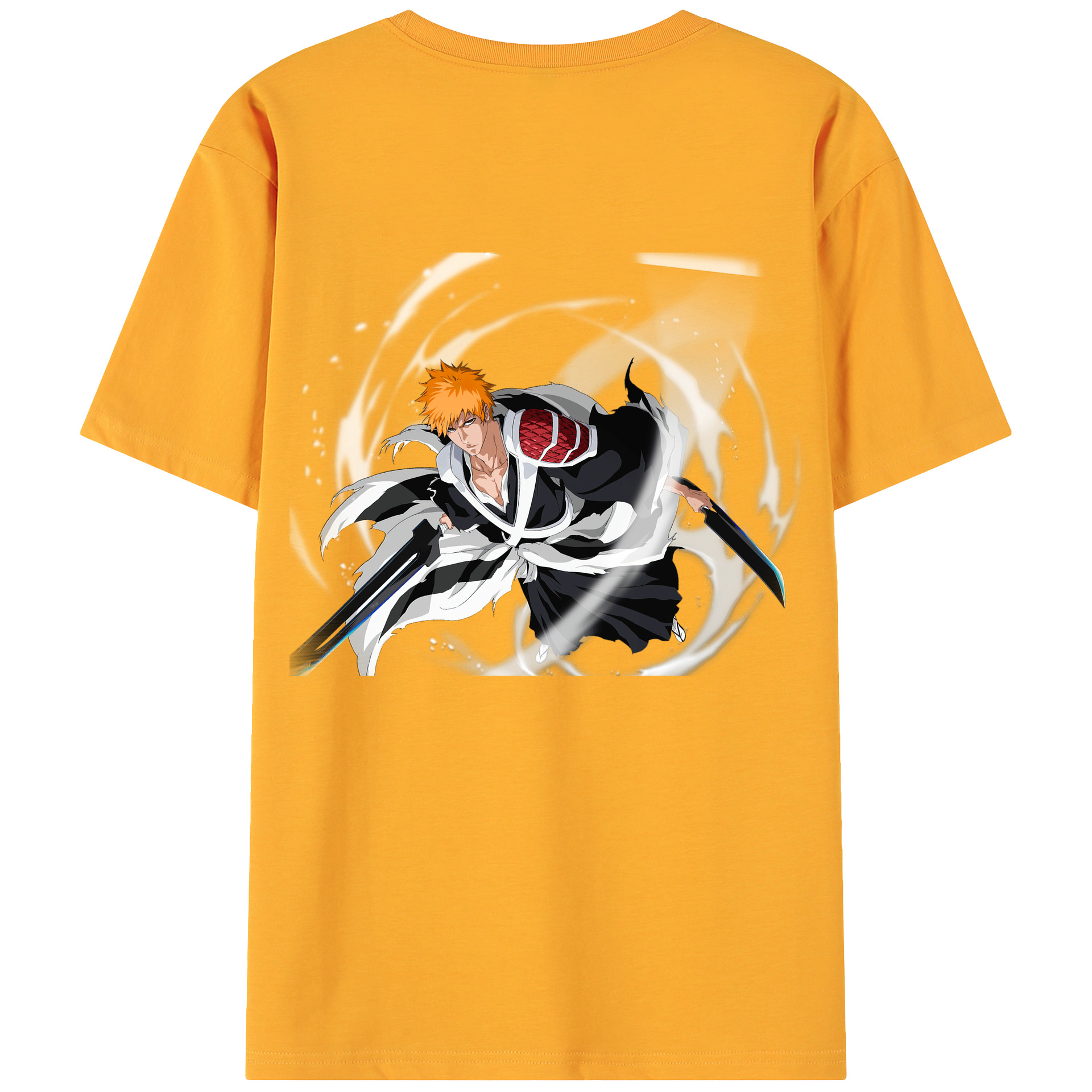 （画像用） ブリーチ 黒崎一護（くろさき いちご）BLEACH Kurosaki Ichigo 綿100％ メンズ半袖Tシャツ（バックプリント） 通気性