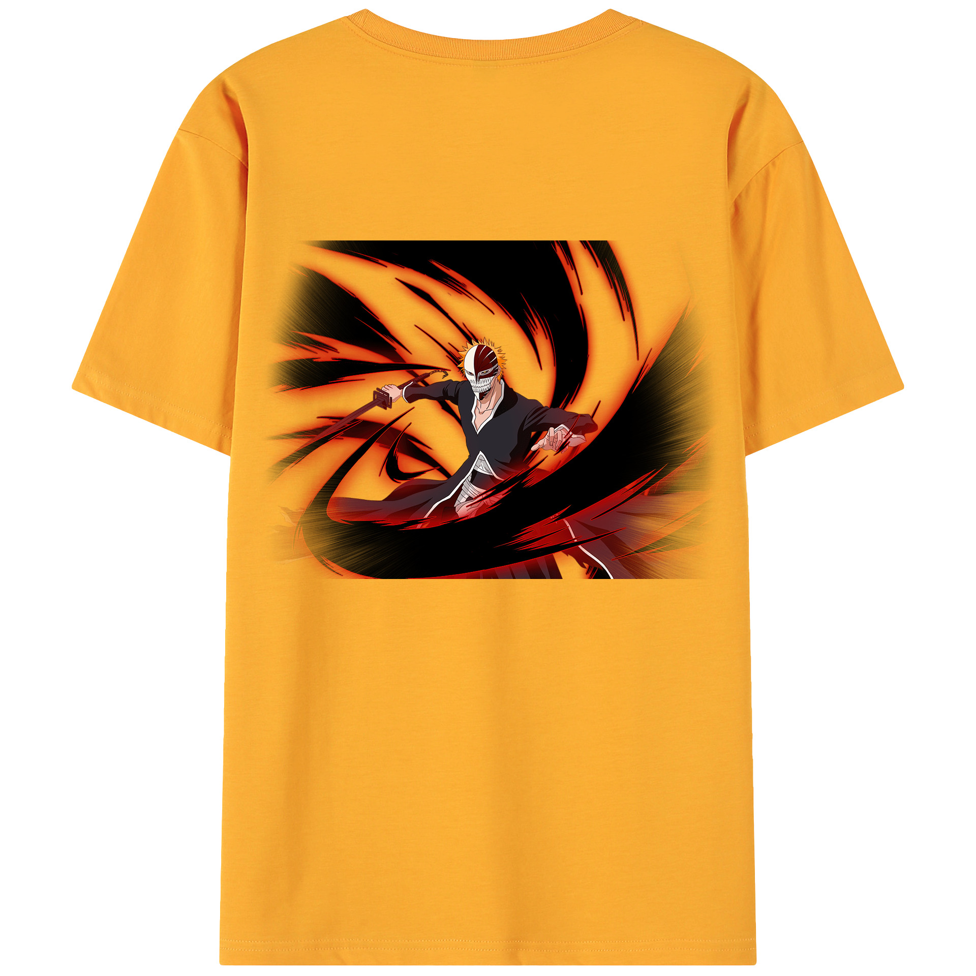 （画像用） ブリーチ 黒崎一護（くろさき いちご）BLEACH Kurosaki Ichigo 綿100％ メンズ半袖Tシャツ（バックプリント） 通気性