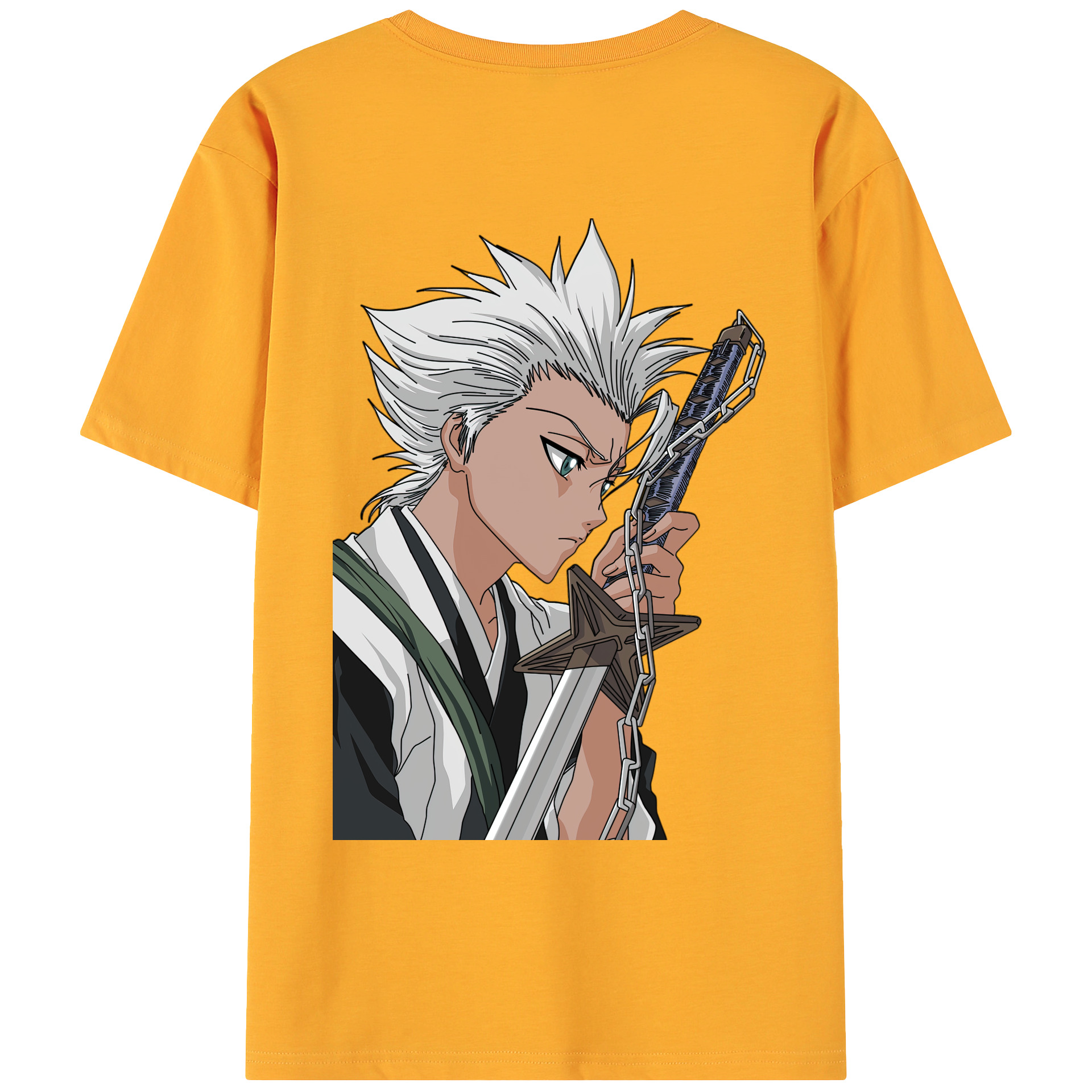 （画像用） ブリーチ 日番谷冬獅郎（ひつがや とうしろう） BLEACH Hitsugaya Toushirou 綿100％ メンズ半袖Tシャツ（バックプリント） 通気性