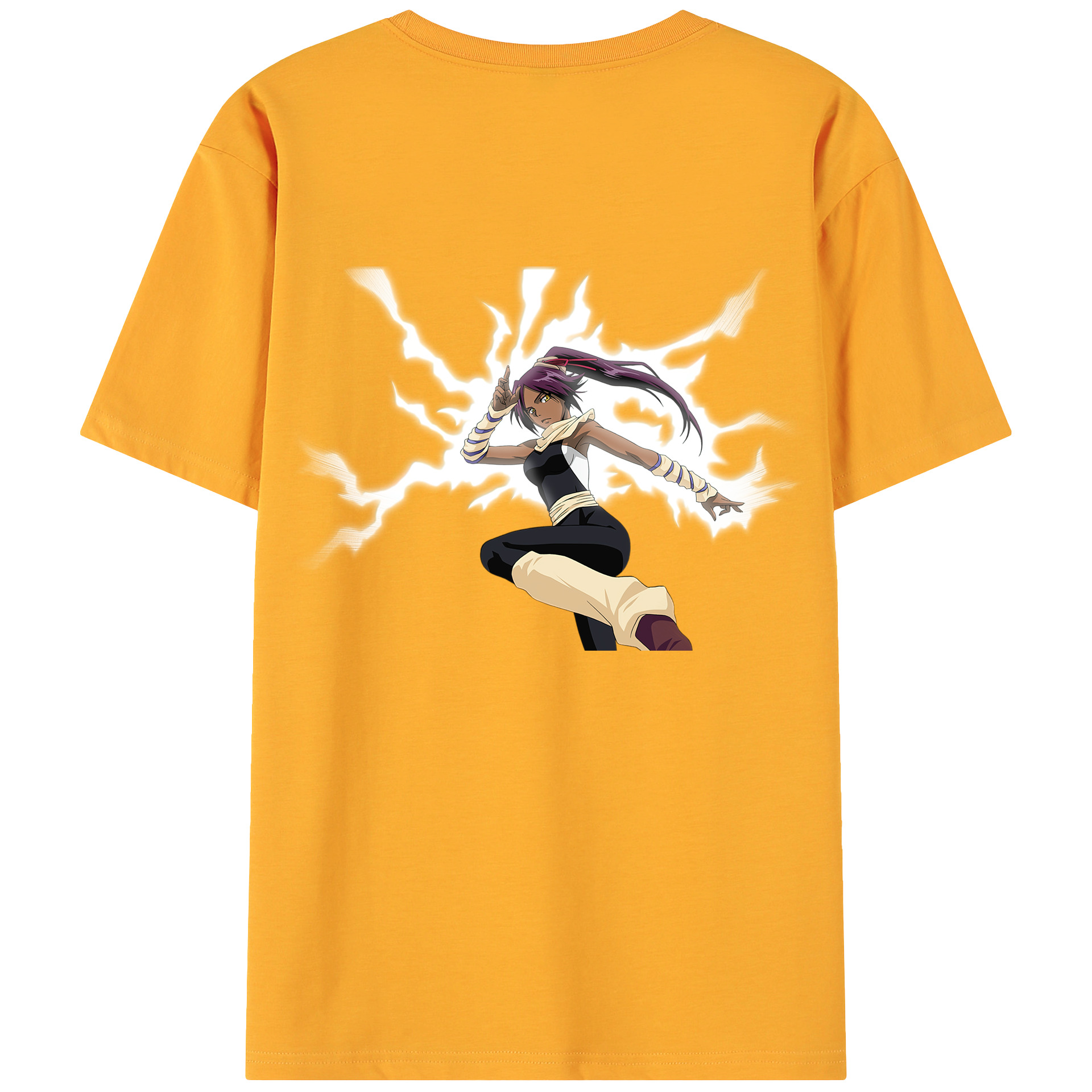 （画像用） ブリーチ 四楓院 夜一（しほういん よるいち） BLEACH Shihouin Yoruichi 綿100％ メンズ半袖Tシャツ（バックプリント） 通気性