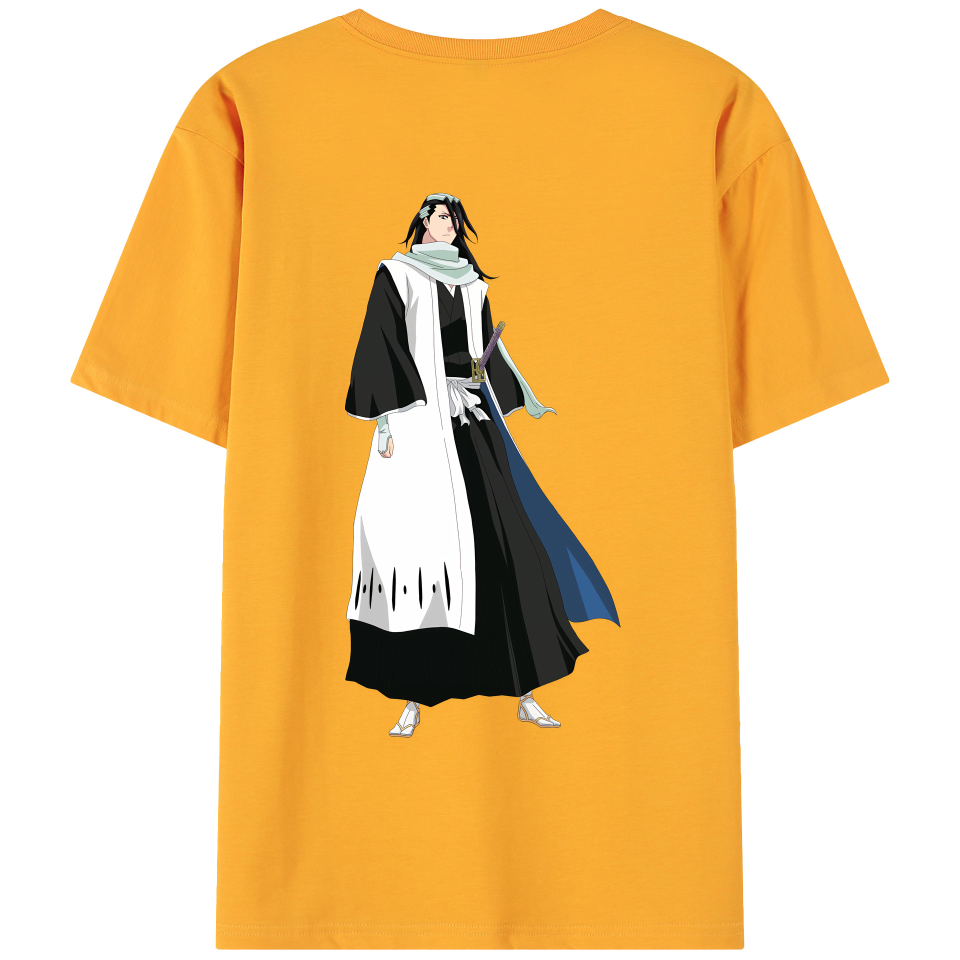 （画像用） ブリーチ くちき びゃくや BLEACH Kuchiki Byakuya 綿100％ メンズ半袖Tシャツ（バックプリント） 通気性