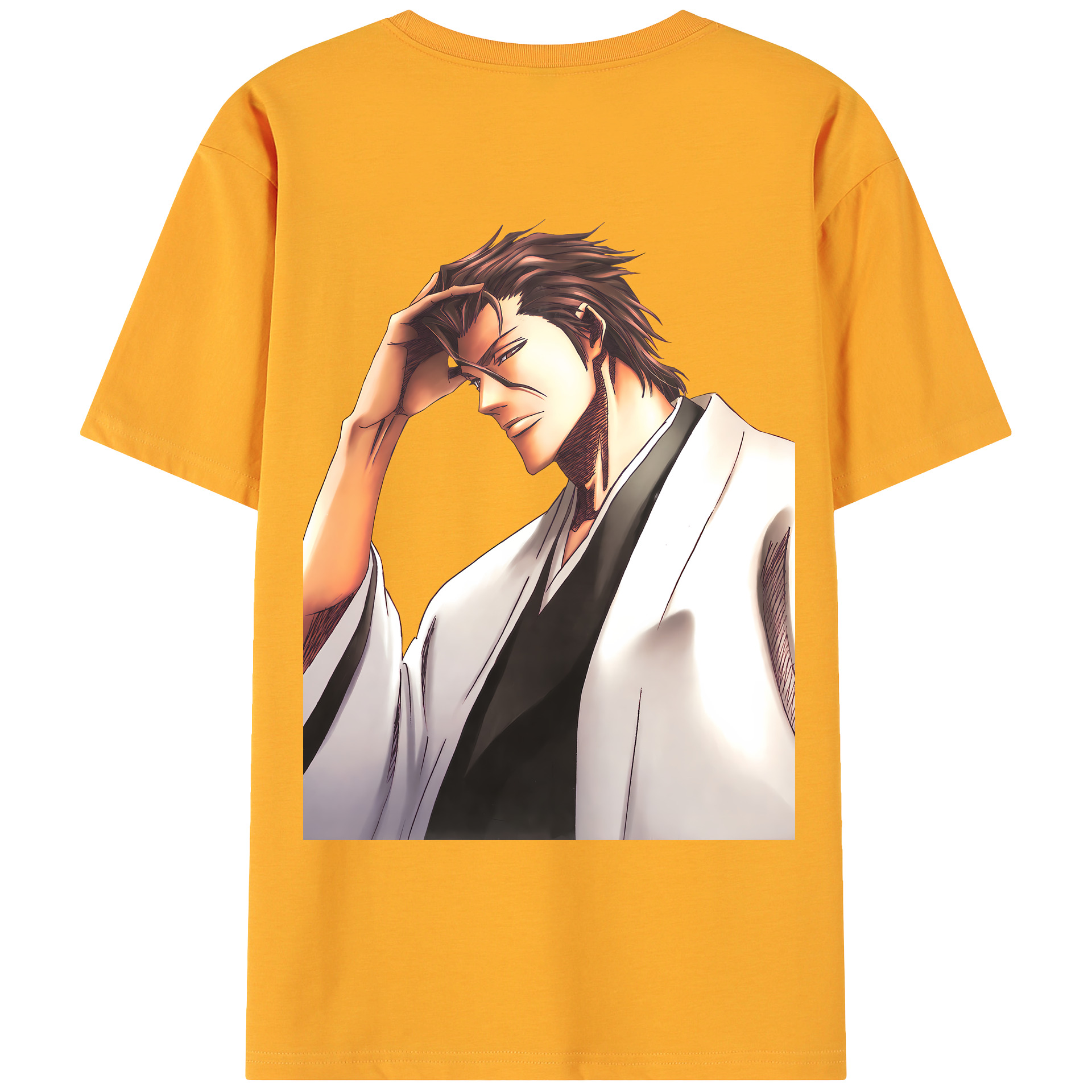 （画像用） ブリーチ 藍染 惣右介（あいぜん そうすけ） BLEACH Aizen Sousuke 綿100％ メンズ半袖Tシャツ（バックプリント） 通気性