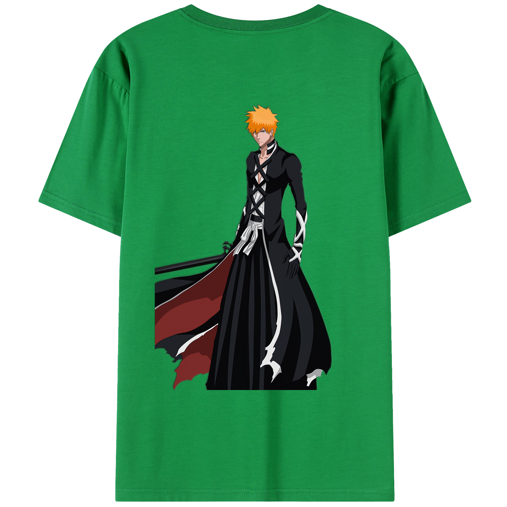 （画像用） ブリーチ 黒崎一護（くろさき いちご）BLEACH Kurosaki Ichigo 綿100％ メンズ半袖Tシャツ（バックプリント） 通気性