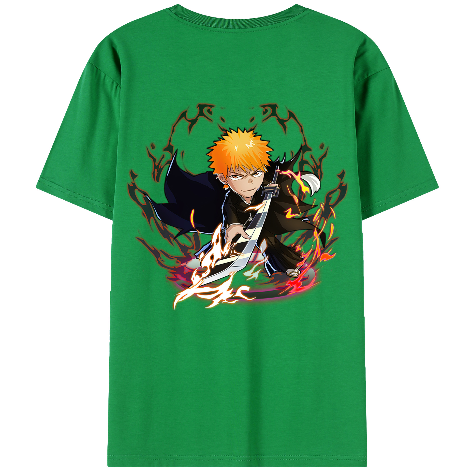 （画像用） ブリーチ 黒崎一護（くろさき いちご）BLEACH Kurosaki Ichigo 綿100％ メンズ半袖Tシャツ（バックプリント） 通気性