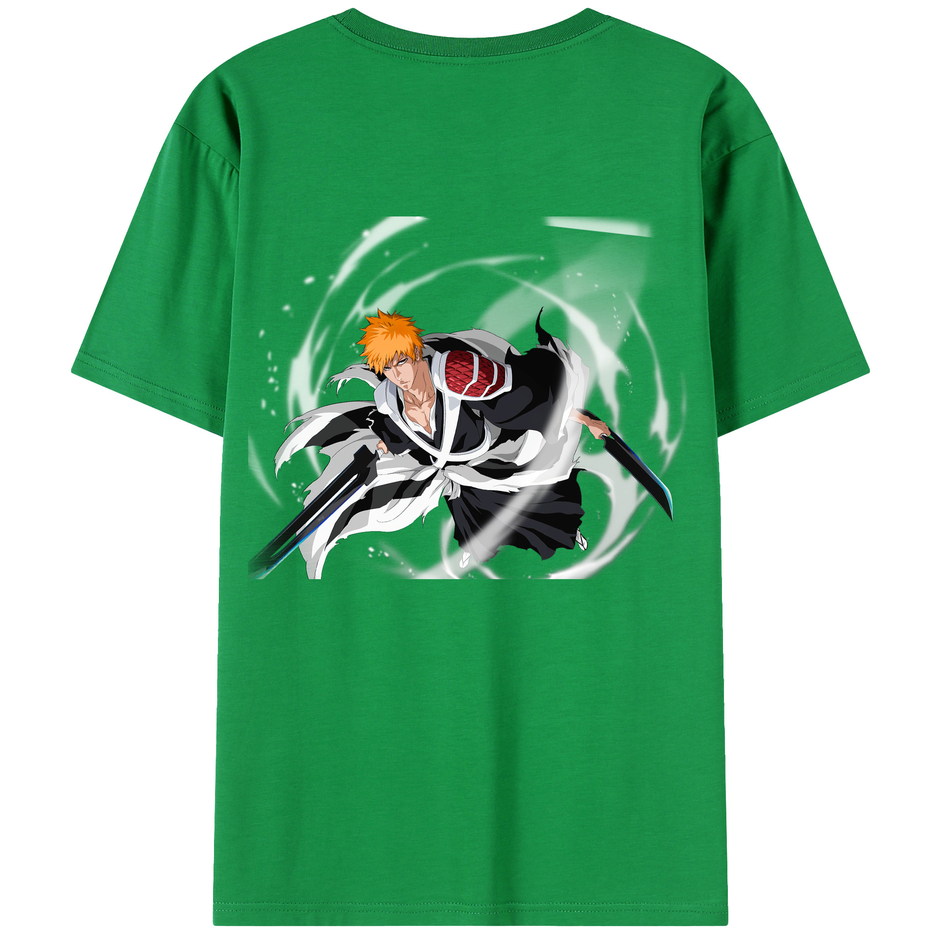 （画像用） ブリーチ 黒崎一護（くろさき いちご）BLEACH Kurosaki Ichigo 綿100％ メンズ半袖Tシャツ（バックプリント） 通気性