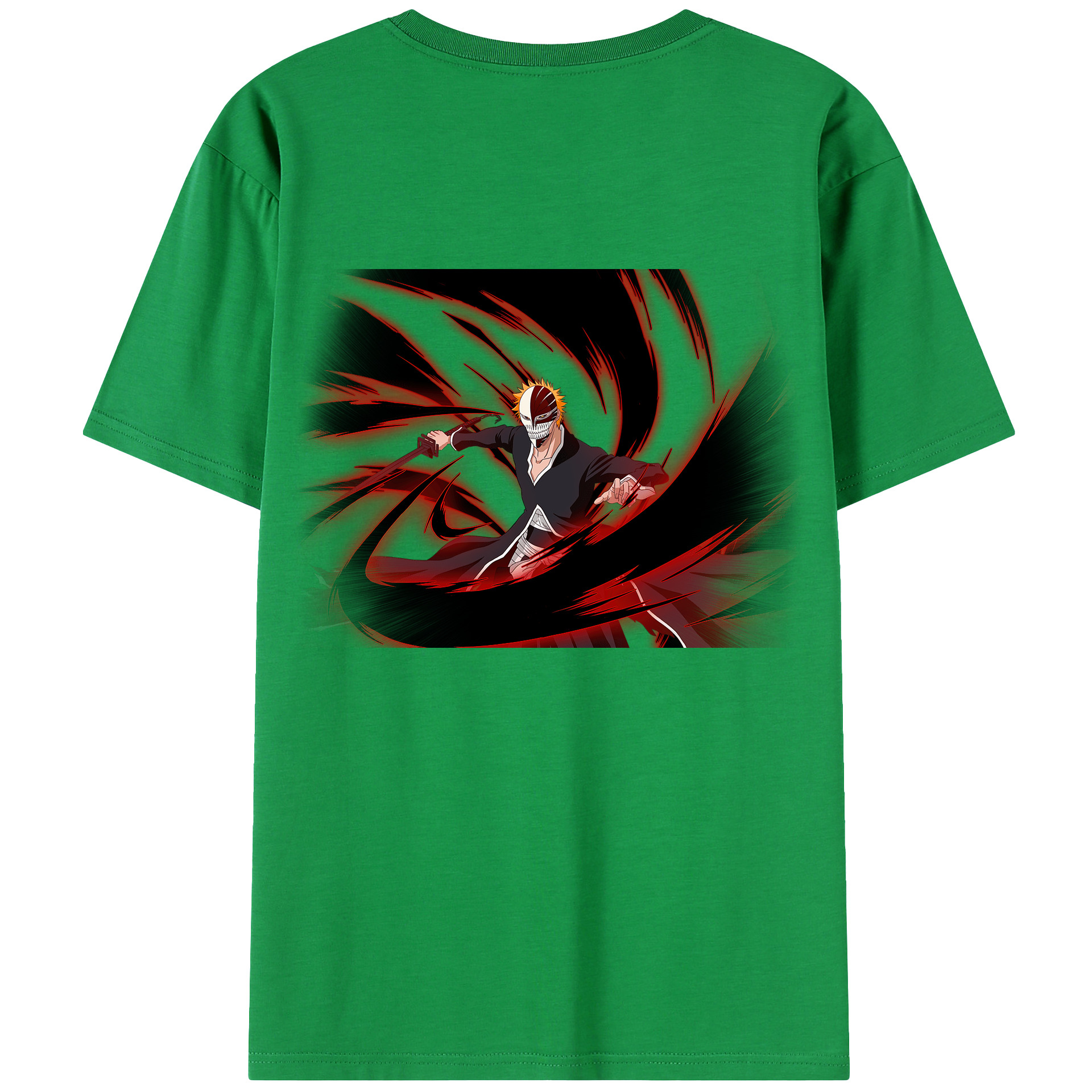 （画像用） ブリーチ 黒崎一護（くろさき いちご）BLEACH Kurosaki Ichigo 綿100％ メンズ半袖Tシャツ（バックプリント） 通気性