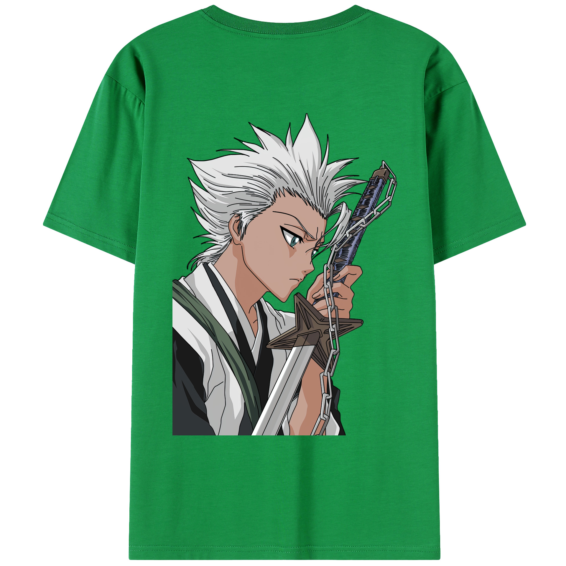 （画像用） ブリーチ 日番谷冬獅郎（ひつがや とうしろう） BLEACH Hitsugaya Toushirou 綿100％ メンズ半袖Tシャツ（バックプリント） 通気性