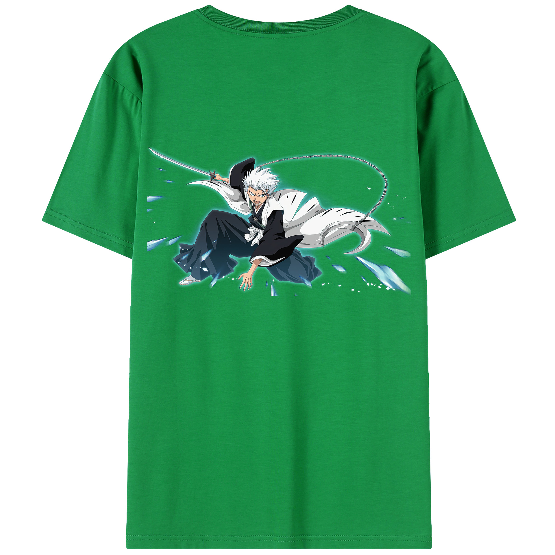 （画像用） ブリーチ 日番谷冬獅郎（ひつがや とうしろう） BLEACH Hitsugaya Toushirou 綿100％ メンズ半袖Tシャツ（バックプリント） 通気性