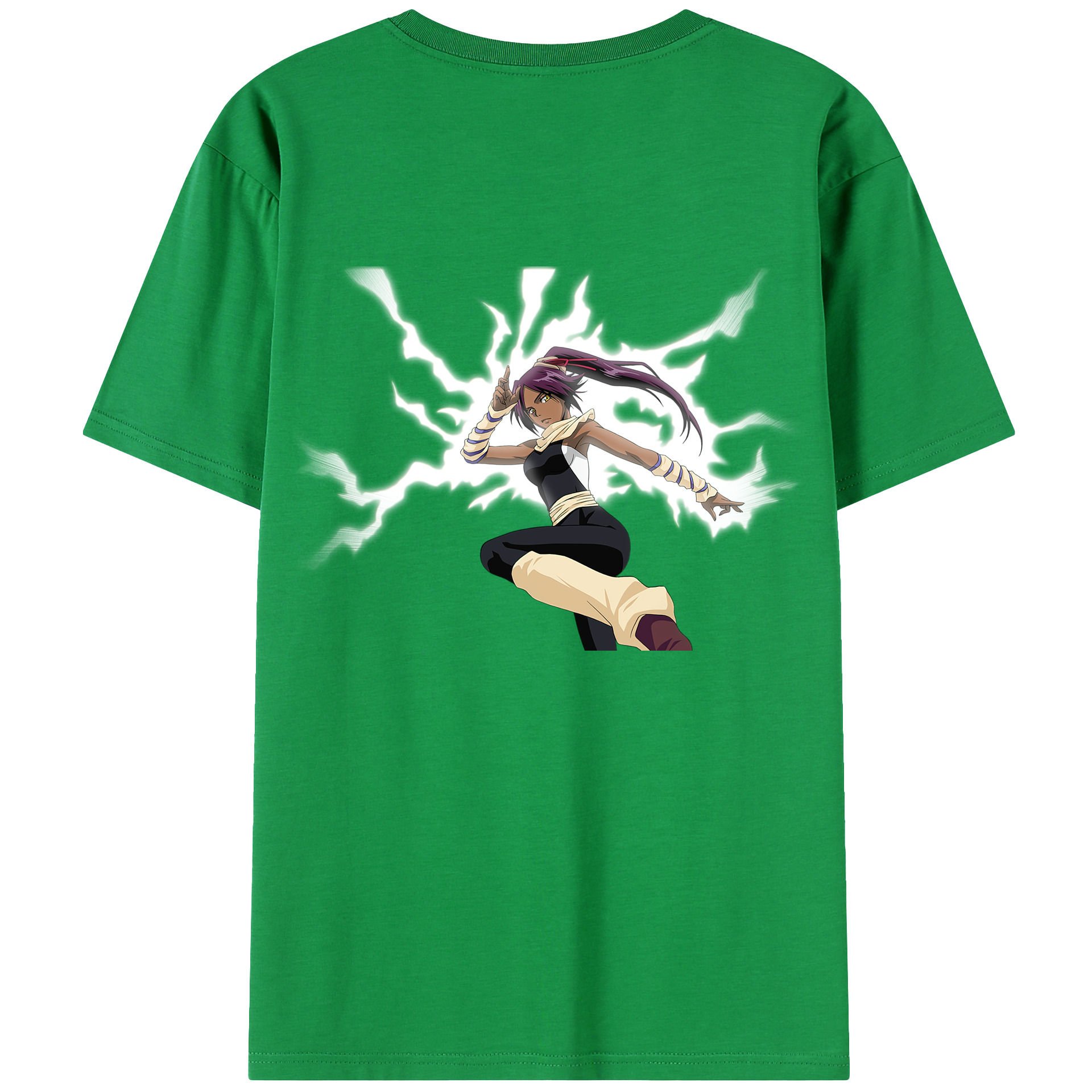 （画像用） ブリーチ 四楓院 夜一（しほういん よるいち） BLEACH Shihouin Yoruichi 綿100％ メンズ半袖Tシャツ（バックプリント） 通気性