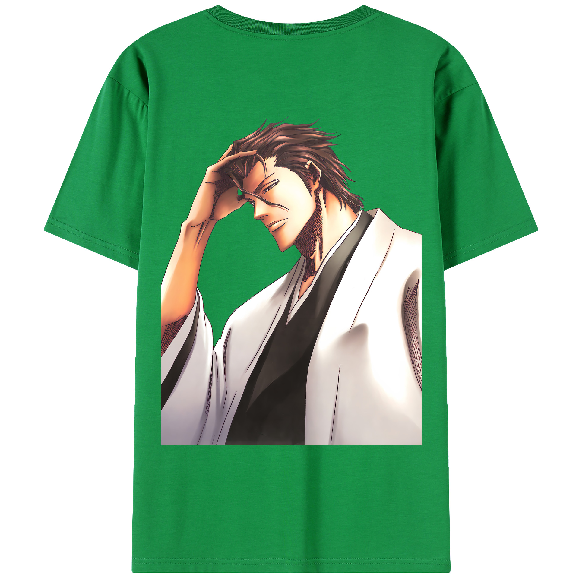 （画像用） ブリーチ 藍染 惣右介（あいぜん そうすけ） BLEACH Aizen Sousuke 綿100％ メンズ半袖Tシャツ（バックプリント） 通気性