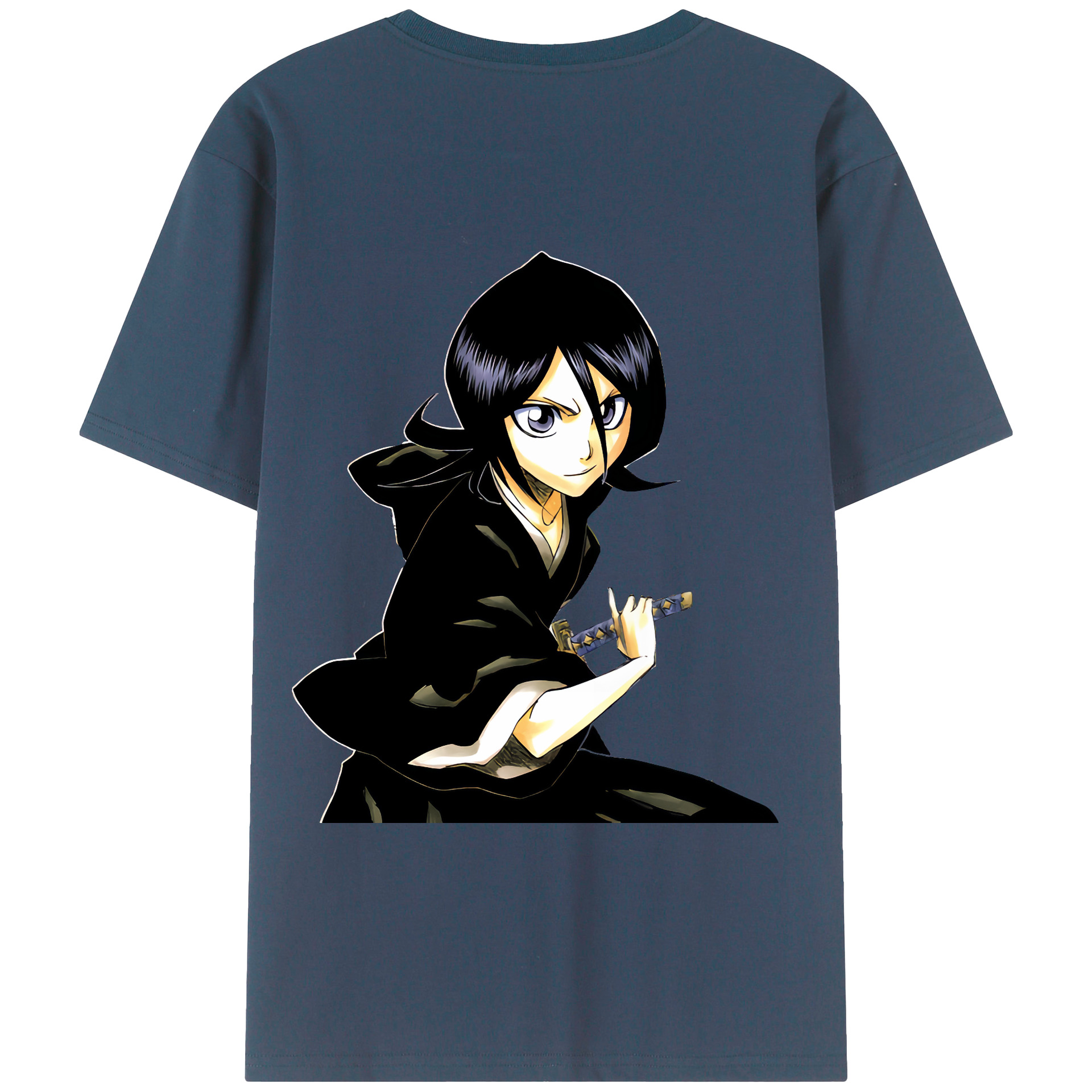 （画像用） ブリーチ 朽木ルキア BLEACH Kuchiki Rukia 綿100％ メンズ半袖Tシャツ（バックプリント） 通気性