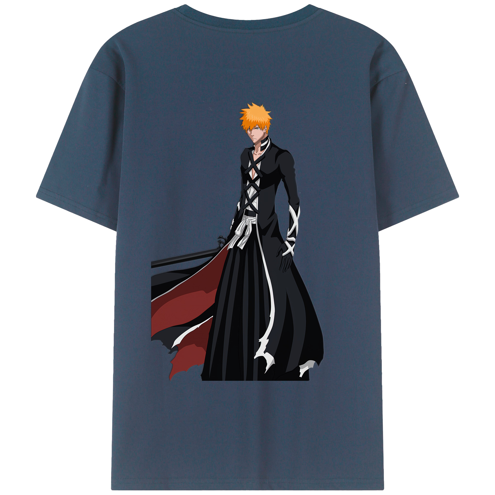 （画像用） ブリーチ 黒崎一護（くろさき いちご）BLEACH Kurosaki Ichigo 綿100％ メンズ半袖Tシャツ（バックプリント） 通気性