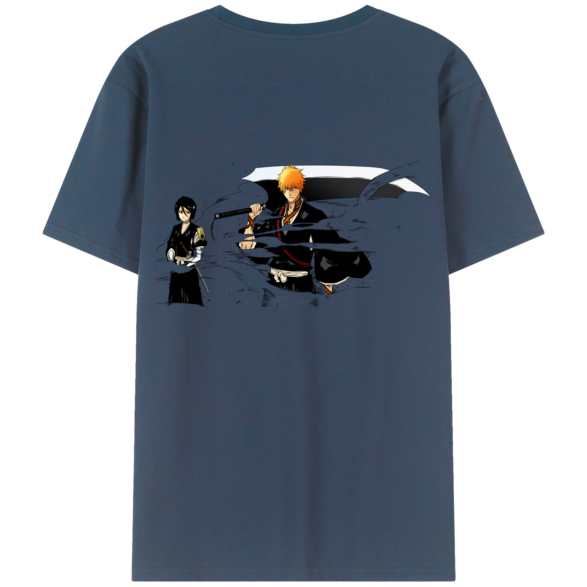 （画像用） ブリーチ 黒崎一護（くろさき いちご）BLEACH Kurosaki Ichigo 綿100％ メンズ半袖Tシャツ（バックプリント） 通気性