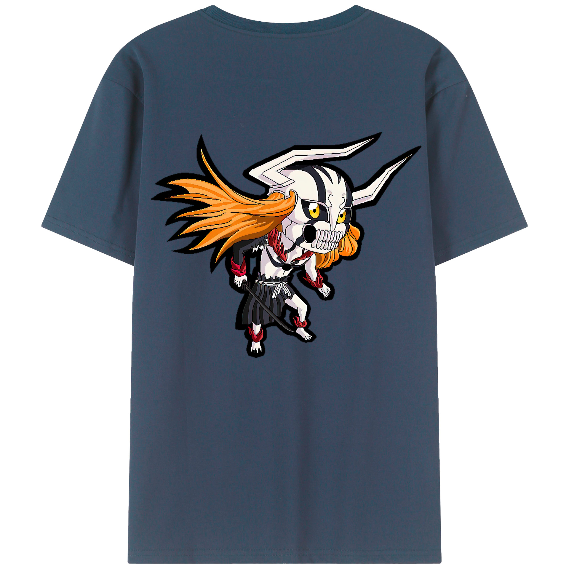 （画像用） ブリーチ 黒崎一護（くろさき いちご）BLEACH Kurosaki Ichigo 綿100％ メンズ半袖Tシャツ（バックプリント） 通気性