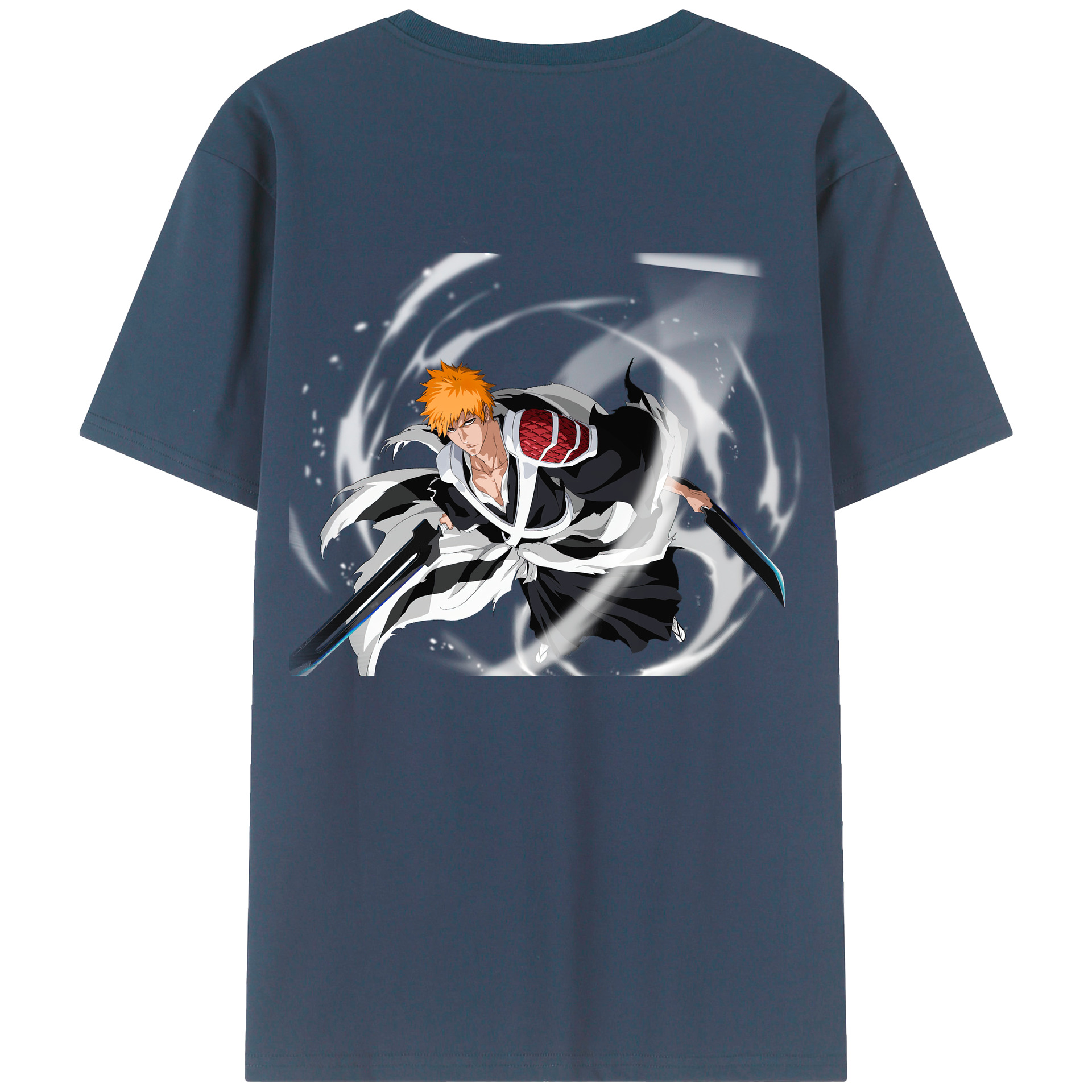 （画像用） ブリーチ 黒崎一護（くろさき いちご）BLEACH Kurosaki Ichigo 綿100％ メンズ半袖Tシャツ（バックプリント） 通気性