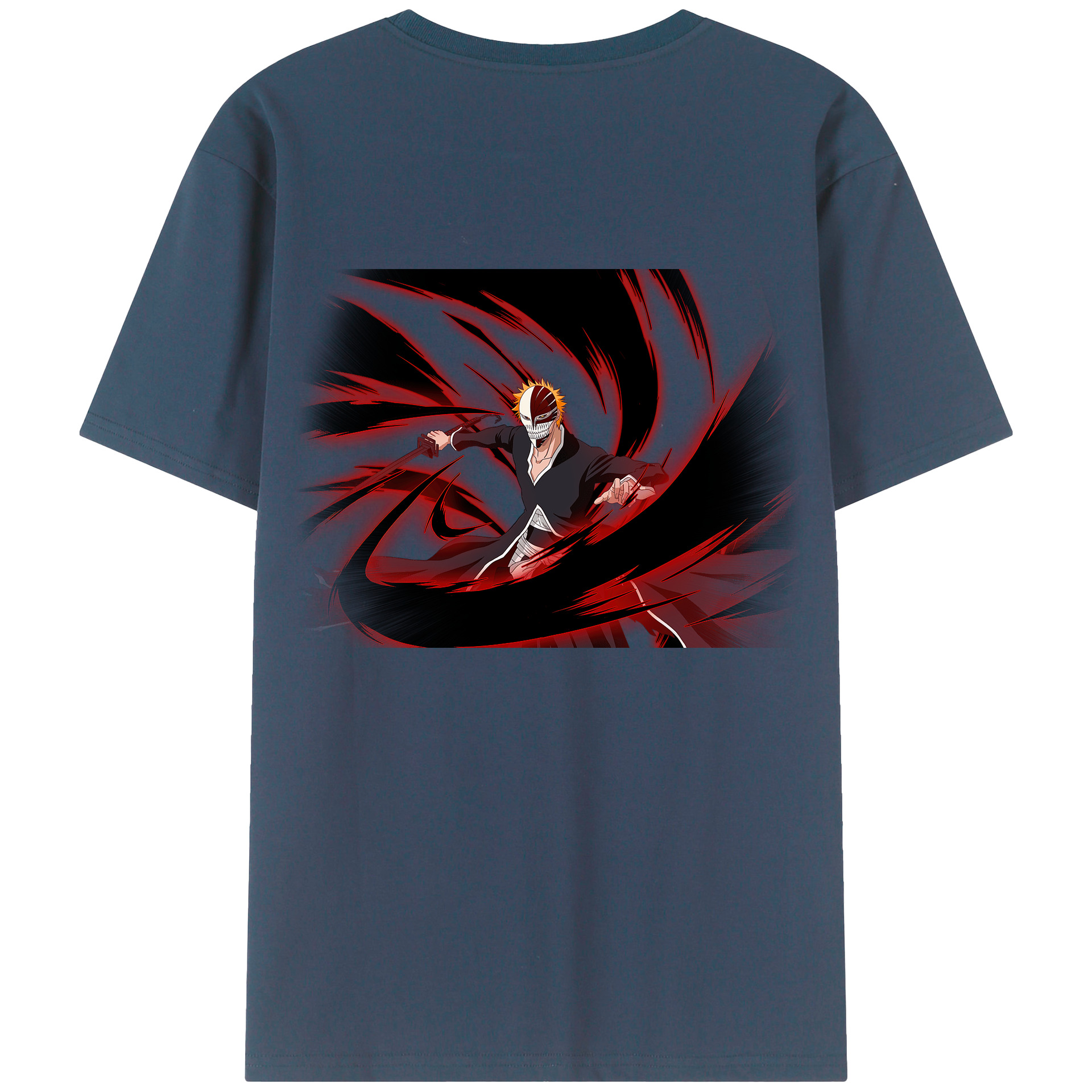 （画像用） ブリーチ 黒崎一護（くろさき いちご）BLEACH Kurosaki Ichigo 綿100％ メンズ半袖Tシャツ（バックプリント） 通気性