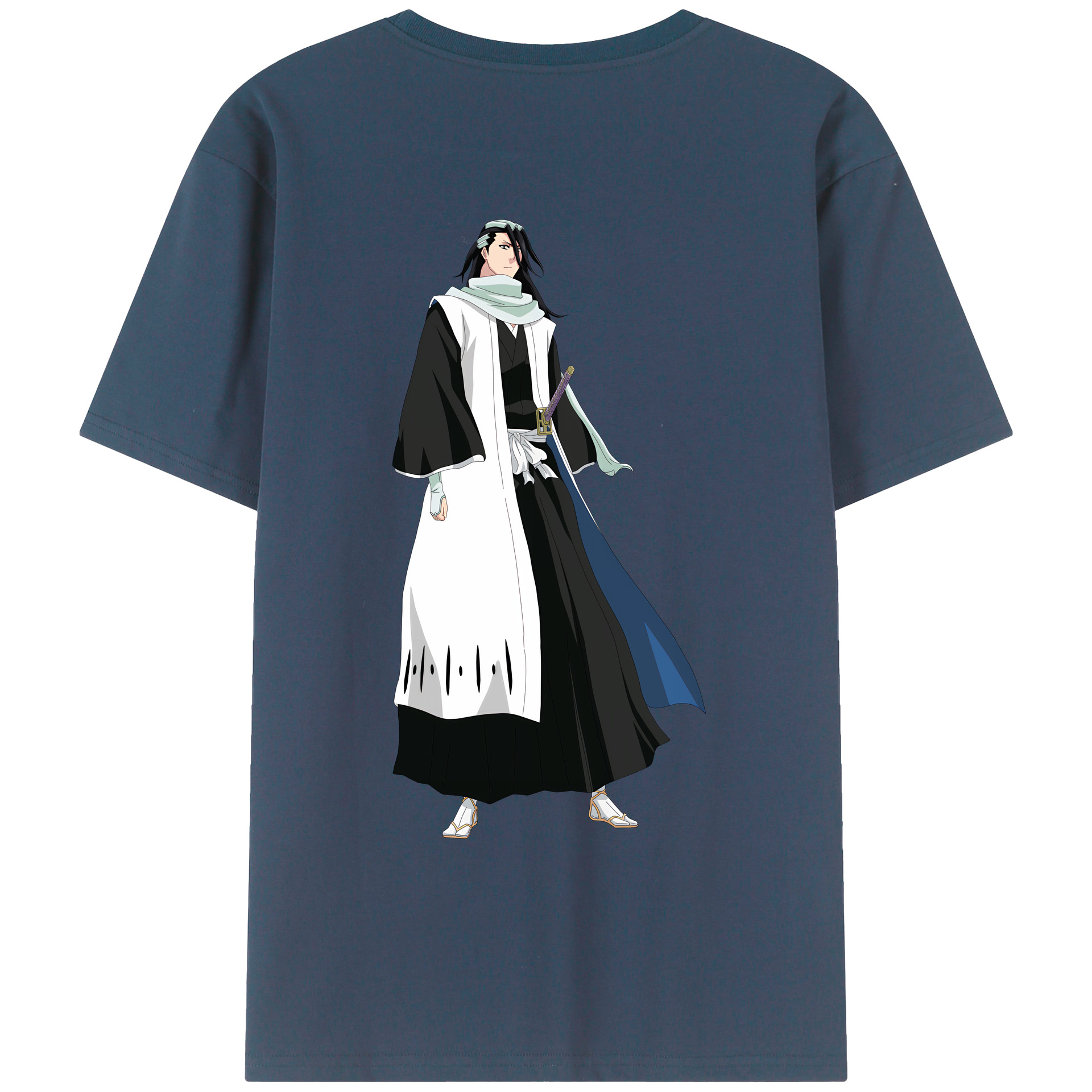 （画像用） ブリーチ くちき びゃくや BLEACH Kuchiki Byakuya 綿100％ メンズ半袖Tシャツ（バックプリント） 通気性