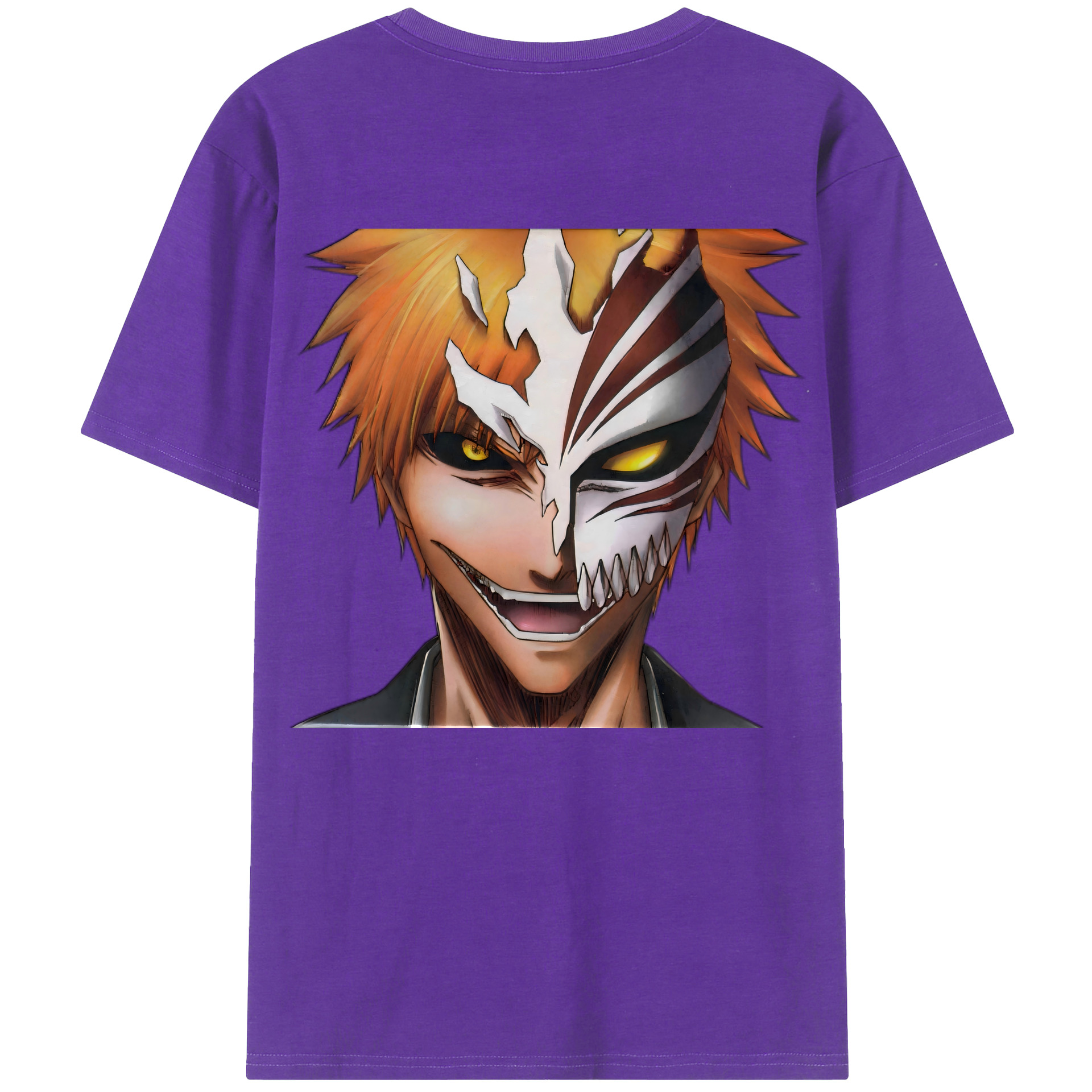 （画像用） ブリーチ 黒崎一護（くろさき いちご）BLEACH Kurosaki Ichigo 綿100％ メンズ半袖Tシャツ（バックプリント） 通気性